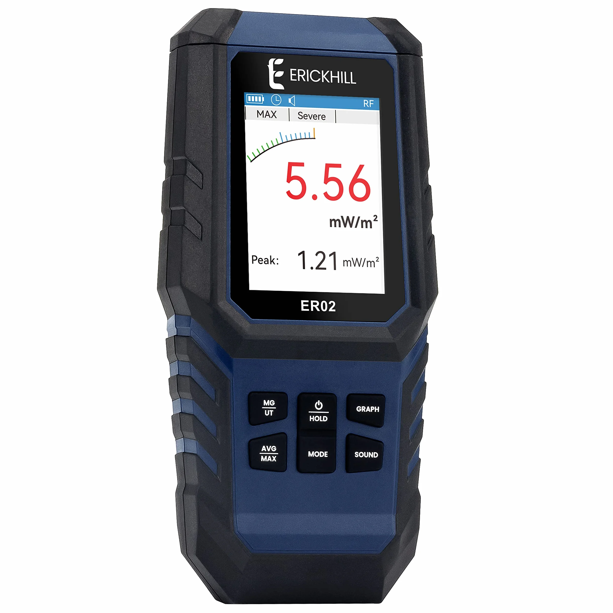 ERICKHILL Miernik EMF ER-02, kontrola EF/MF/RF, do ponownego ładowania, cyfrowy wyświetlacz LCD, do domu, biura, na zewnątrz