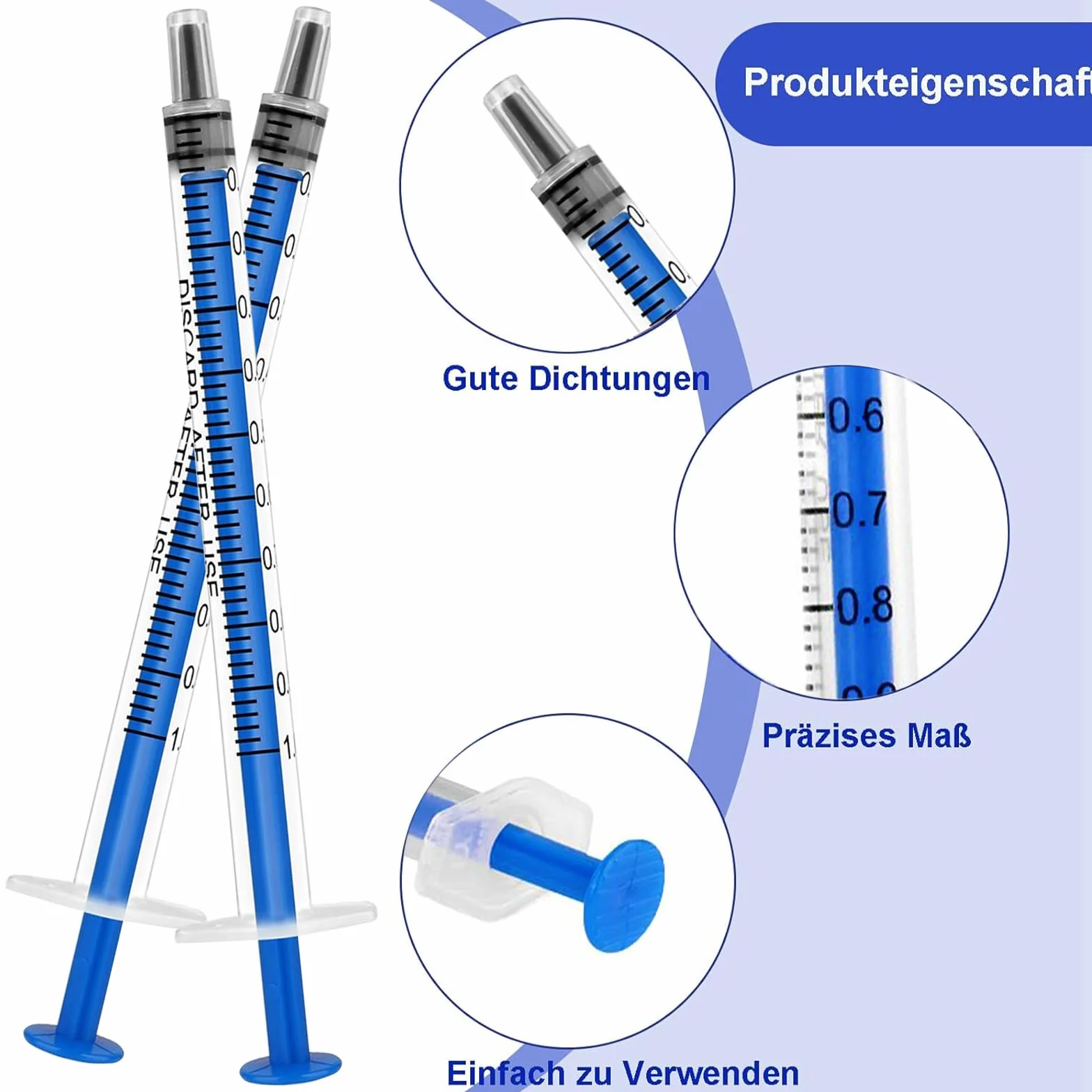 Strzykawki 1 ml, 25 sztuk jednorazowych strzykawek, sterylne strzykawki z siarą, plastikowa strzykawka z nasadką, bez igły, do laboratoriów naukowych, pomiaru przepływu, do hodowli zwierząt
