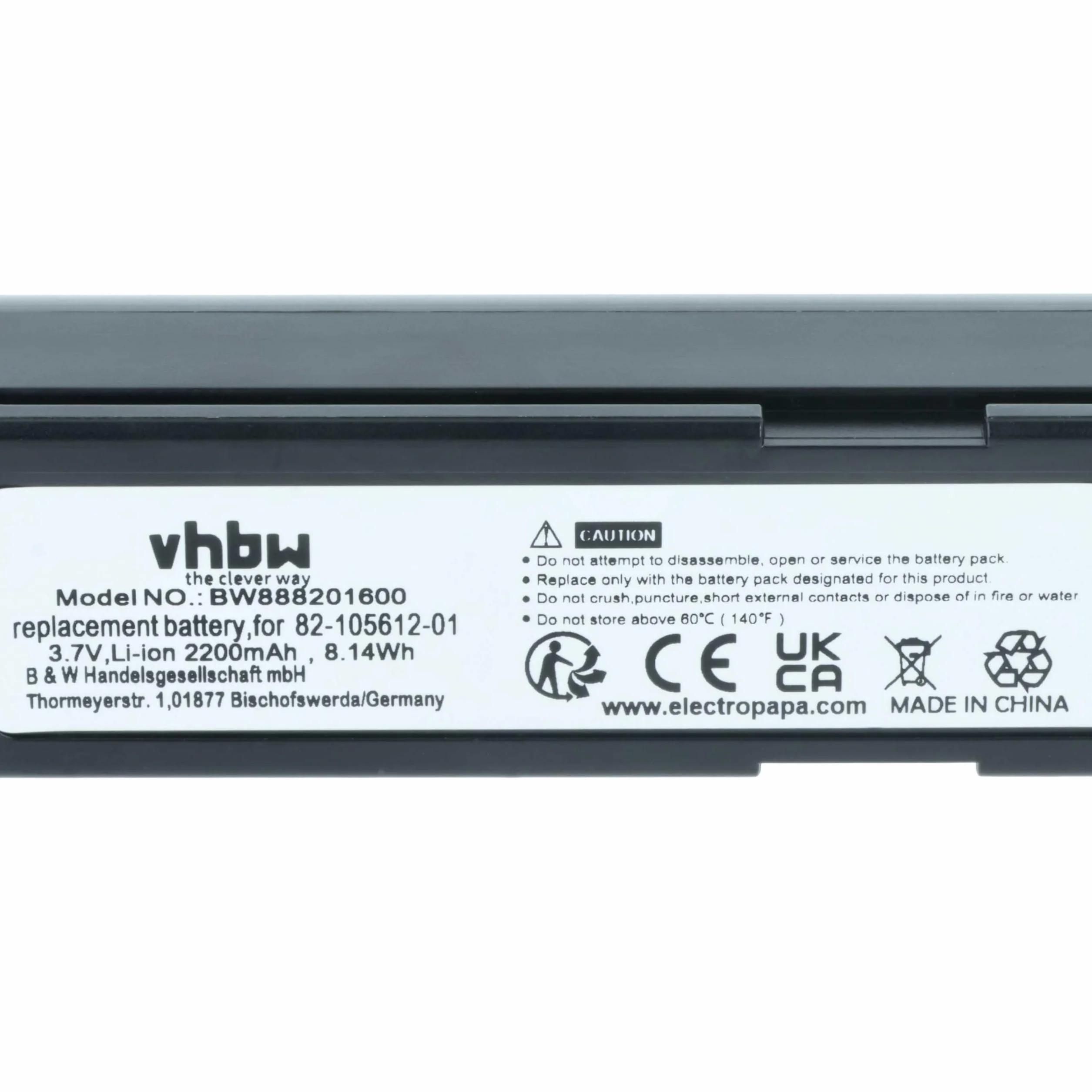 vhbw Bateria zamienna do Zebra 82-166537-01, BTRY-36IAB0E-00 do skanera kodów kreskowych POS (2200 mAh, 3,7 V, litowo-jonowa)