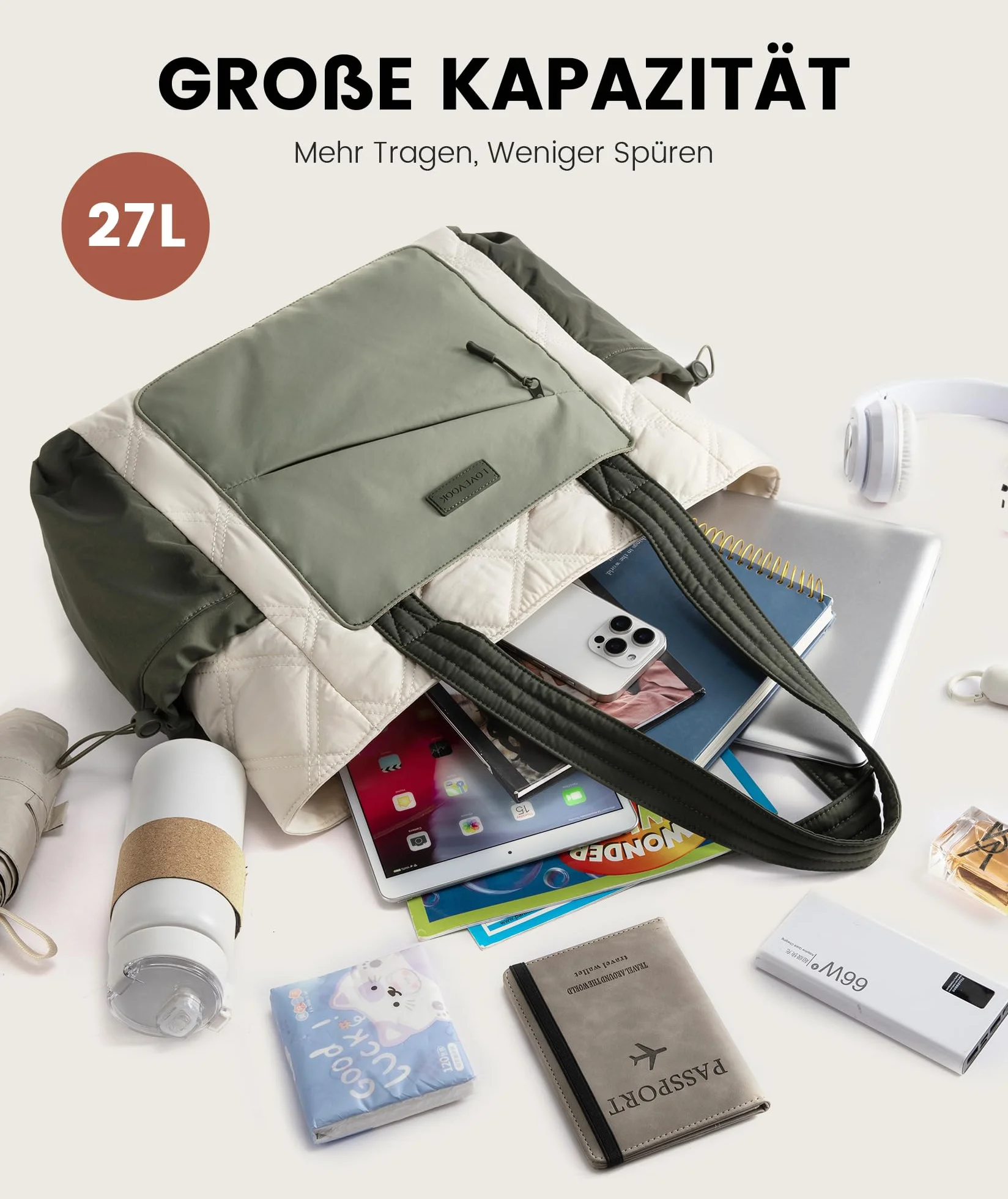 LOVEVOOK Duża torebka na laptopa o przekątnej ekranu 15,6"/17,3", torba robocza, torba na zakupy, torba szkolna, aktówka, torba biurowa, torba na ramię, uniwersalna