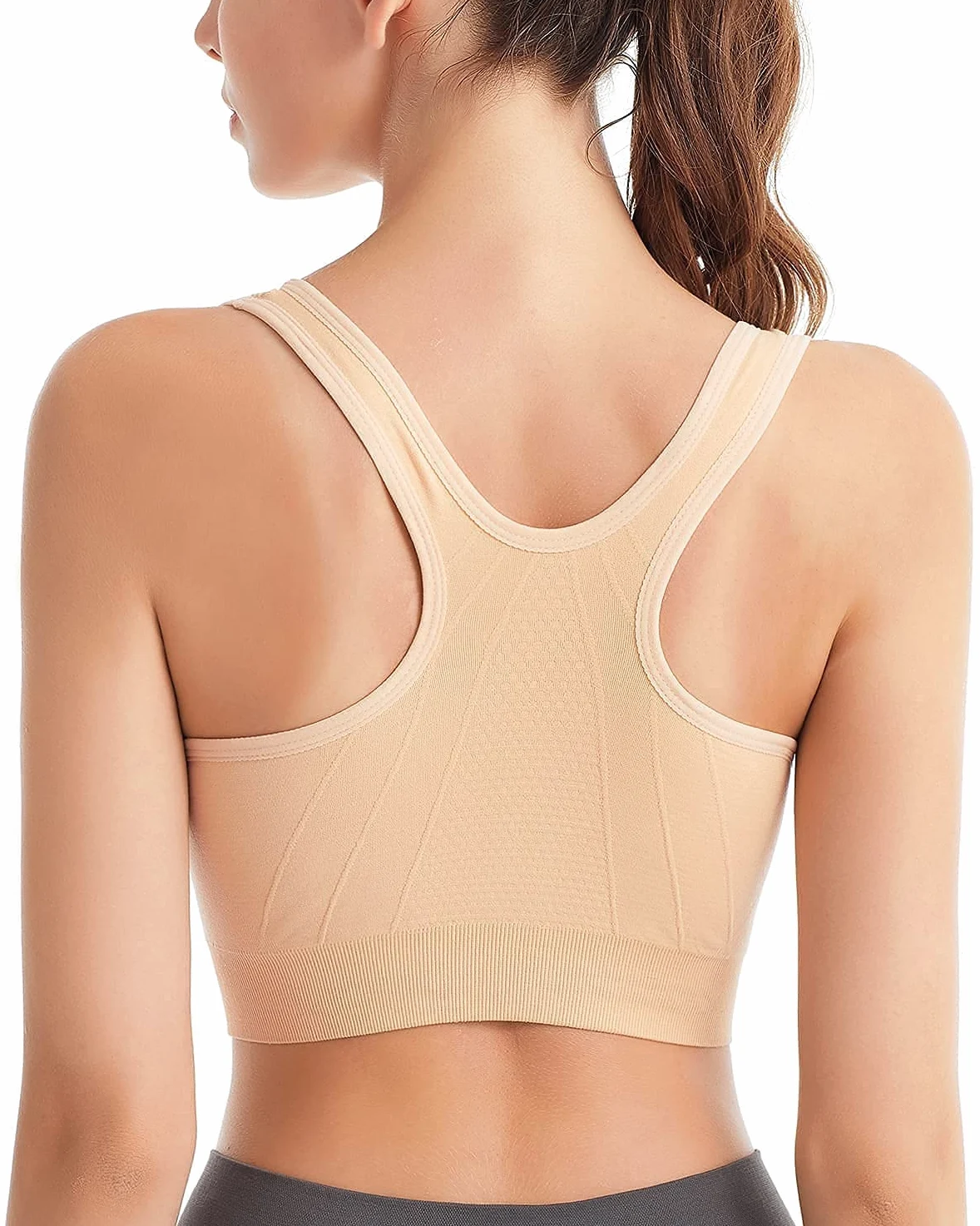 Zoerea Sportowy biustonosz damski Push Up Zip Front Impact Yoga Bra