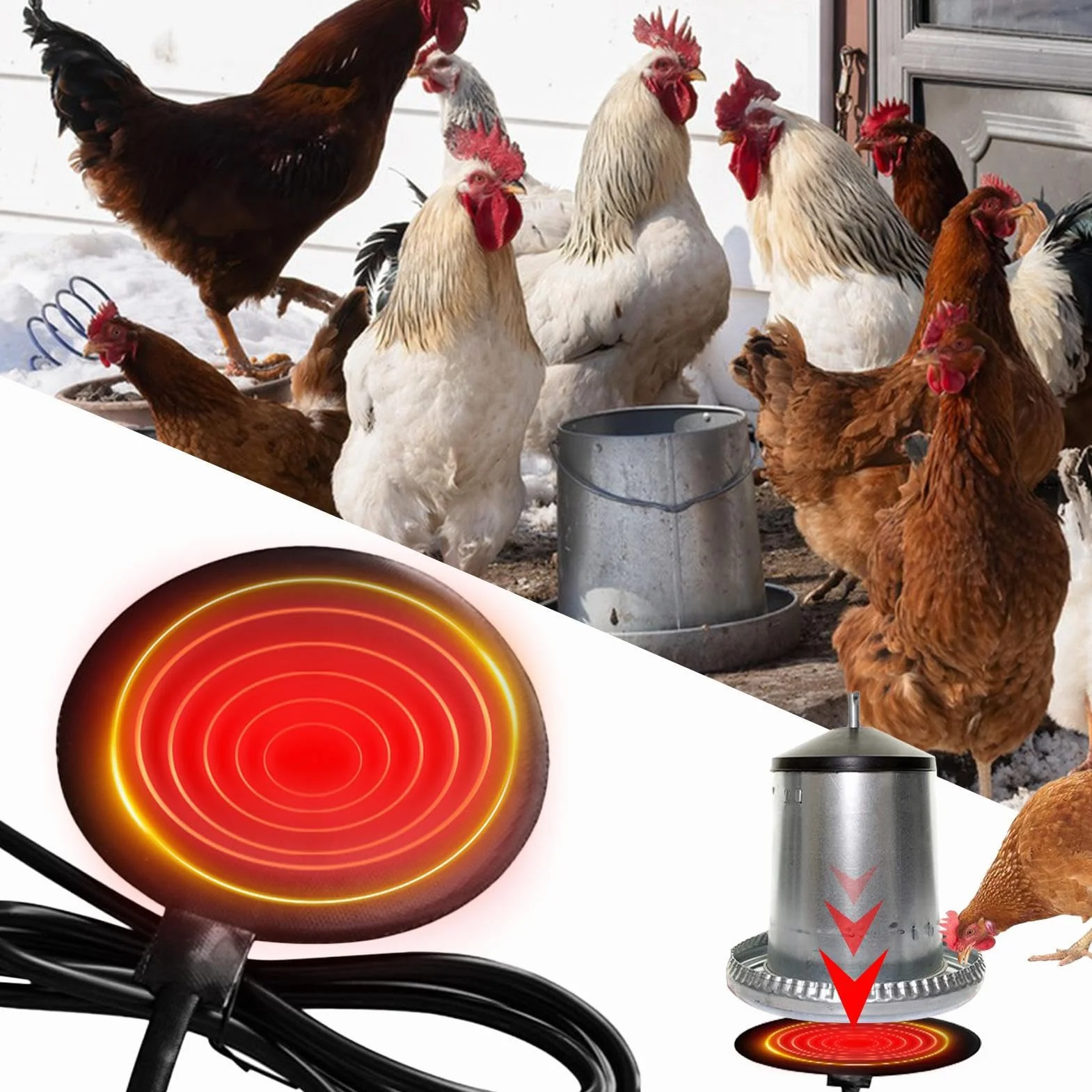 Generisch Podgrzewacz wody pitnej dla kur, poidło dla kur, ogrzewanie, mata grzewcza 15 cm, podgrzewacz wody, na zimę, na farmę drobiu, na zewnątrz, na podwórko