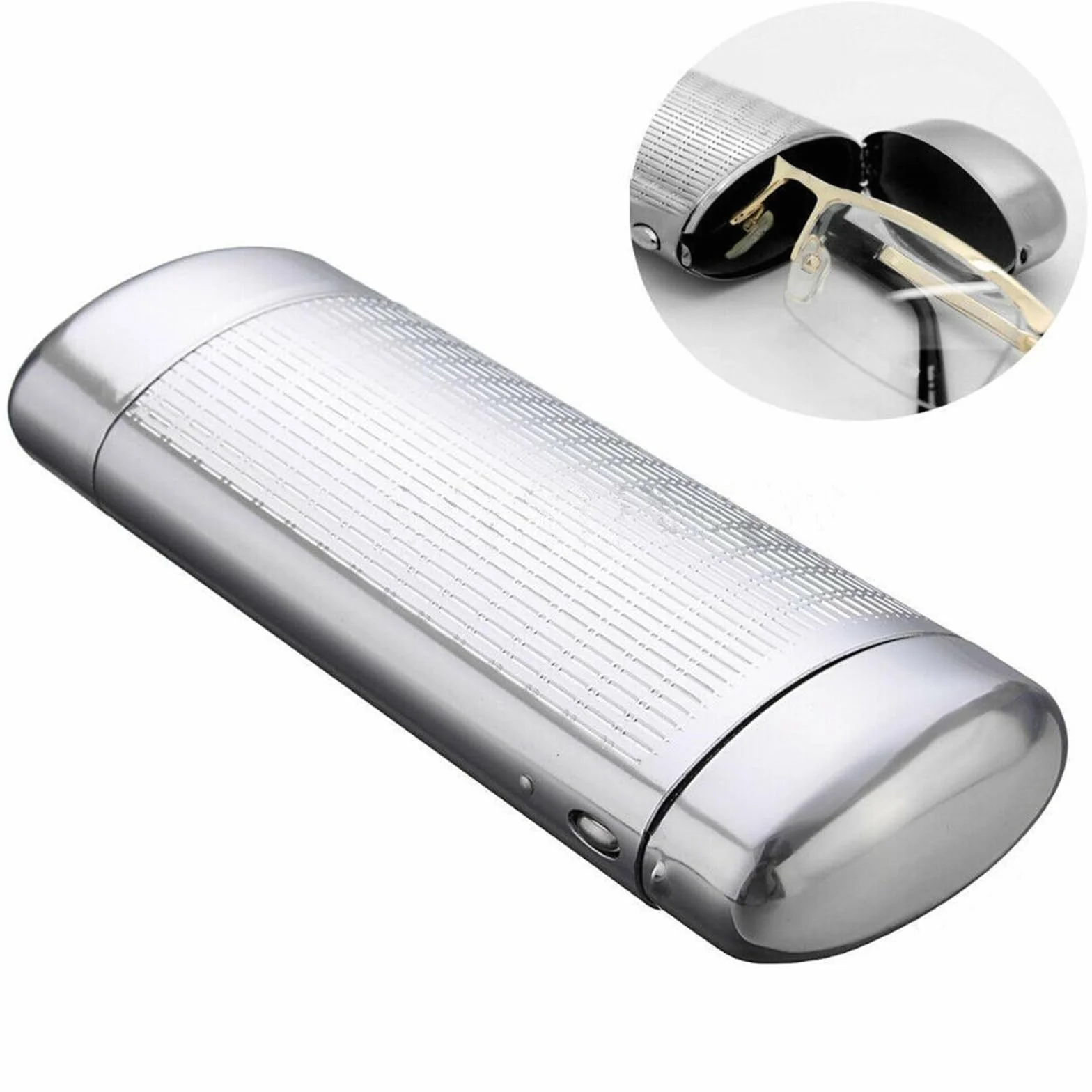 Przenośne twarde etui na okulary, metalowe, aluminiowe, aluminiowa skrzynka, etui na okulary, hardcase, kolor srebrny