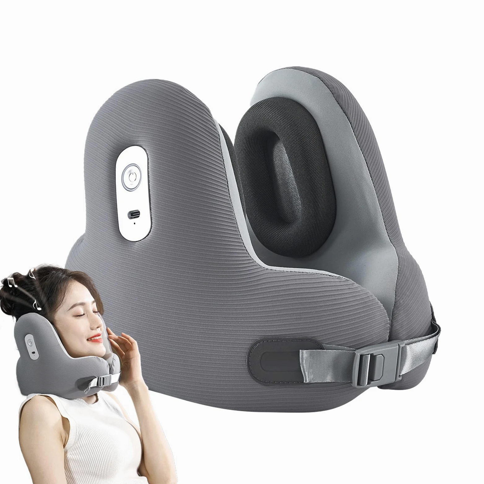 Poduszka pod kark samolot, poduszka do spania kark w podró?y – ergonomiczna poduszka z bezprzewodowym zestawem s?uchawkowym dla kobiet m? ?czyzn dzieci podró?uj?cych do studia ?pi?cych poci?gu
