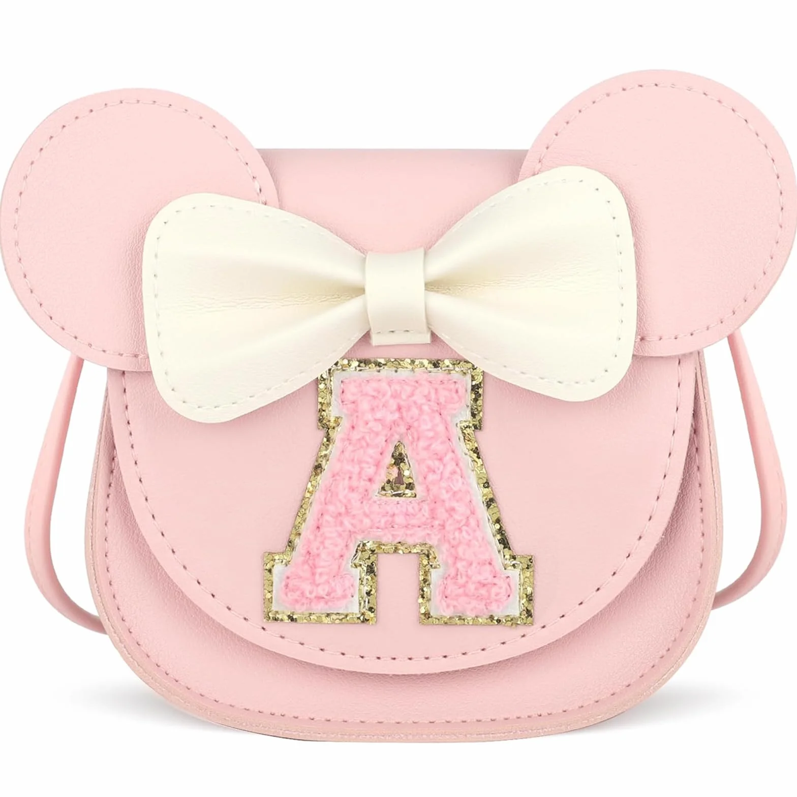 Little Mouse Ear Bow Crossbody Purse, PU mini torebka na ramię dla dzieci 2-8 lat