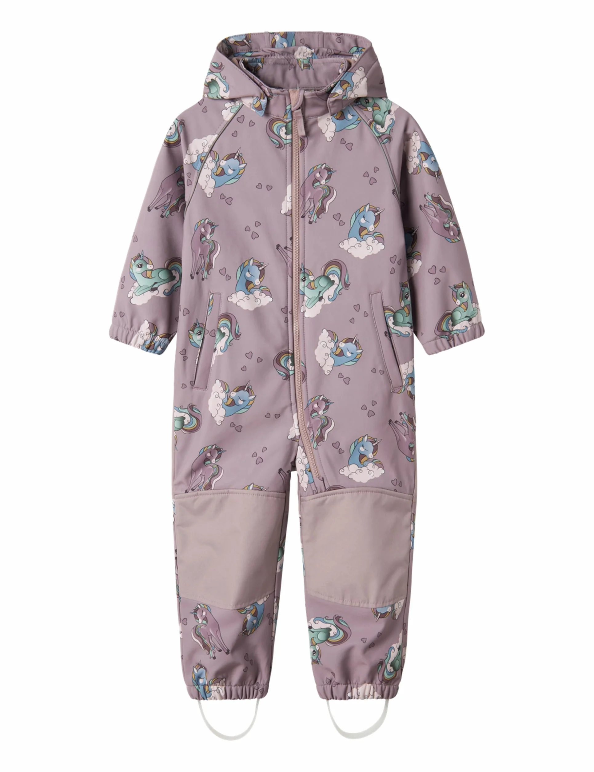 NAME IT Dziewczęcy kombinezon przeciwdeszczowy NMFALFA08 Softshell Suit AOP1 FO NOOS, fioletowy, 92, liliowy, 92