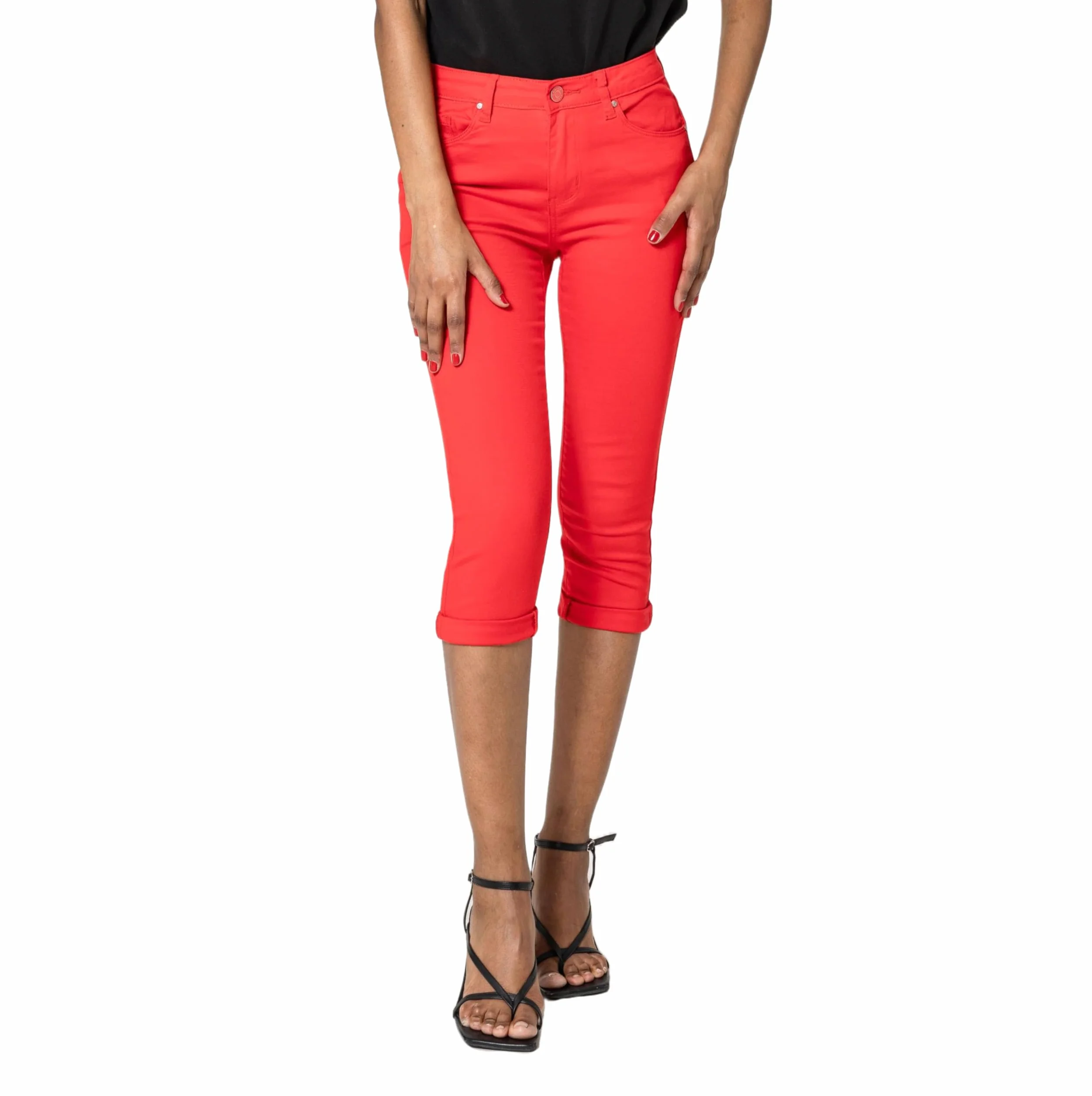 Nina Carter P230 damskie spodnie dżinsowe Capri Skinny Fit High Waist