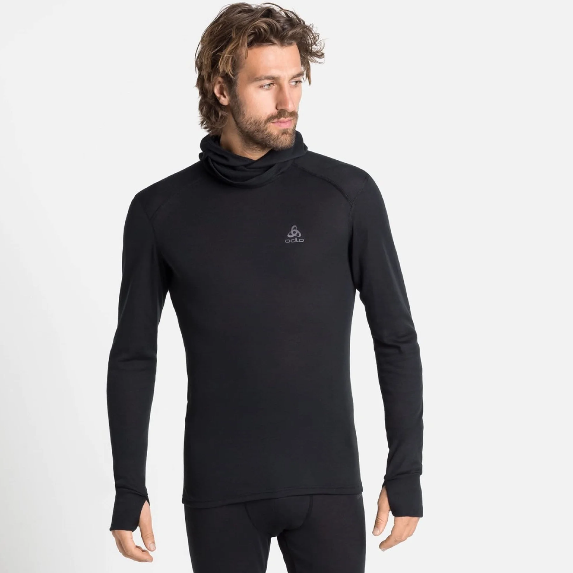 Odlo Męska bielizna funkcyjna Active Warm Eco_159142 z długim rękawem, koszulka z maską na twarz