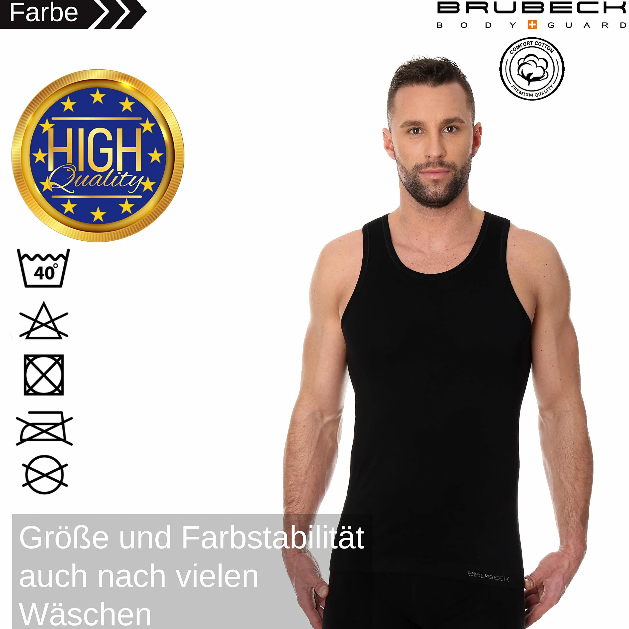 BRUBECK Męski podkoszulek | koszulka bez rękawów | oddychająca koszulka bez rękawów | top pod pachami | bezszwowa koszulka bez rękawów | tank top męski | 55% bawełna | TA00540A