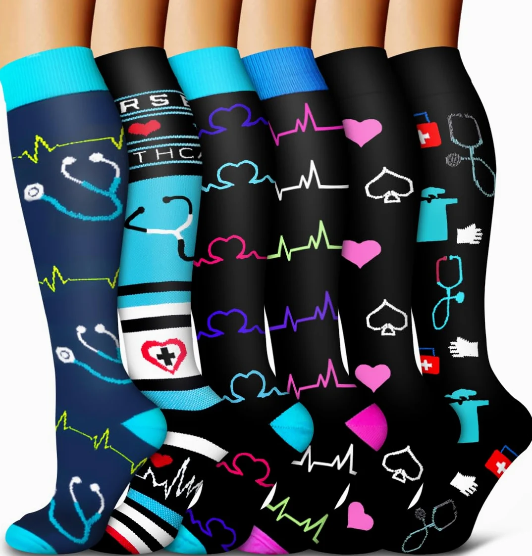 Bluemaple Copper Compression Socks Women & Men (6 par) - najlepsze do biegania, uprawiania sportu, wędrówek, lotu, ciąży