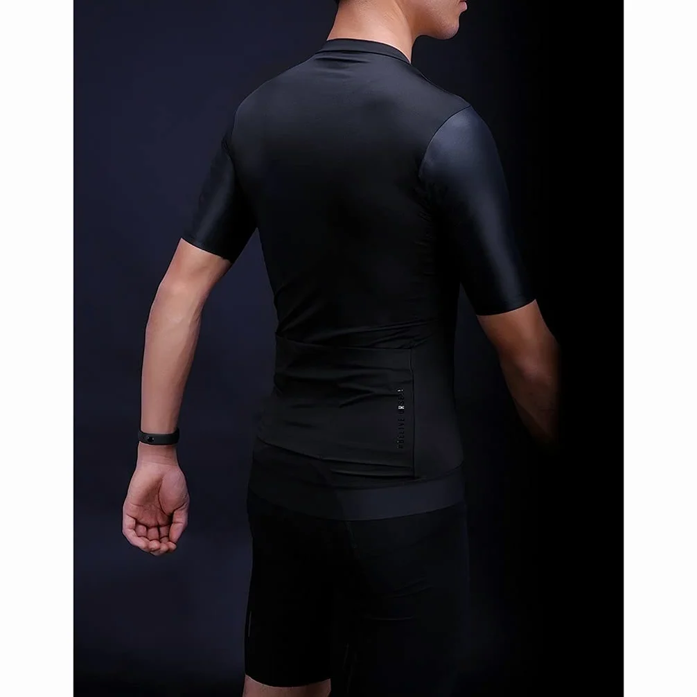Męska odzież kolarska Męska jazda na rowerze Triathlon Jersey Bike Elastyczność Oddychająca Szybka sucha koszula rowerowa z krótkim rękawem, czarna Męskie koszulki kolarskie(S)