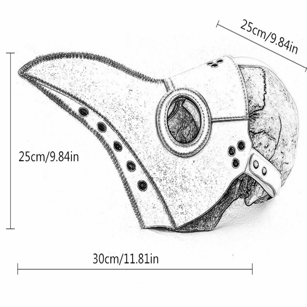 Ulalaza Maska lekarza epidemii, skóra PU, długi nos, ptasi dziób, steampunk, Halloween, cosplay, rekwizyt, kostium