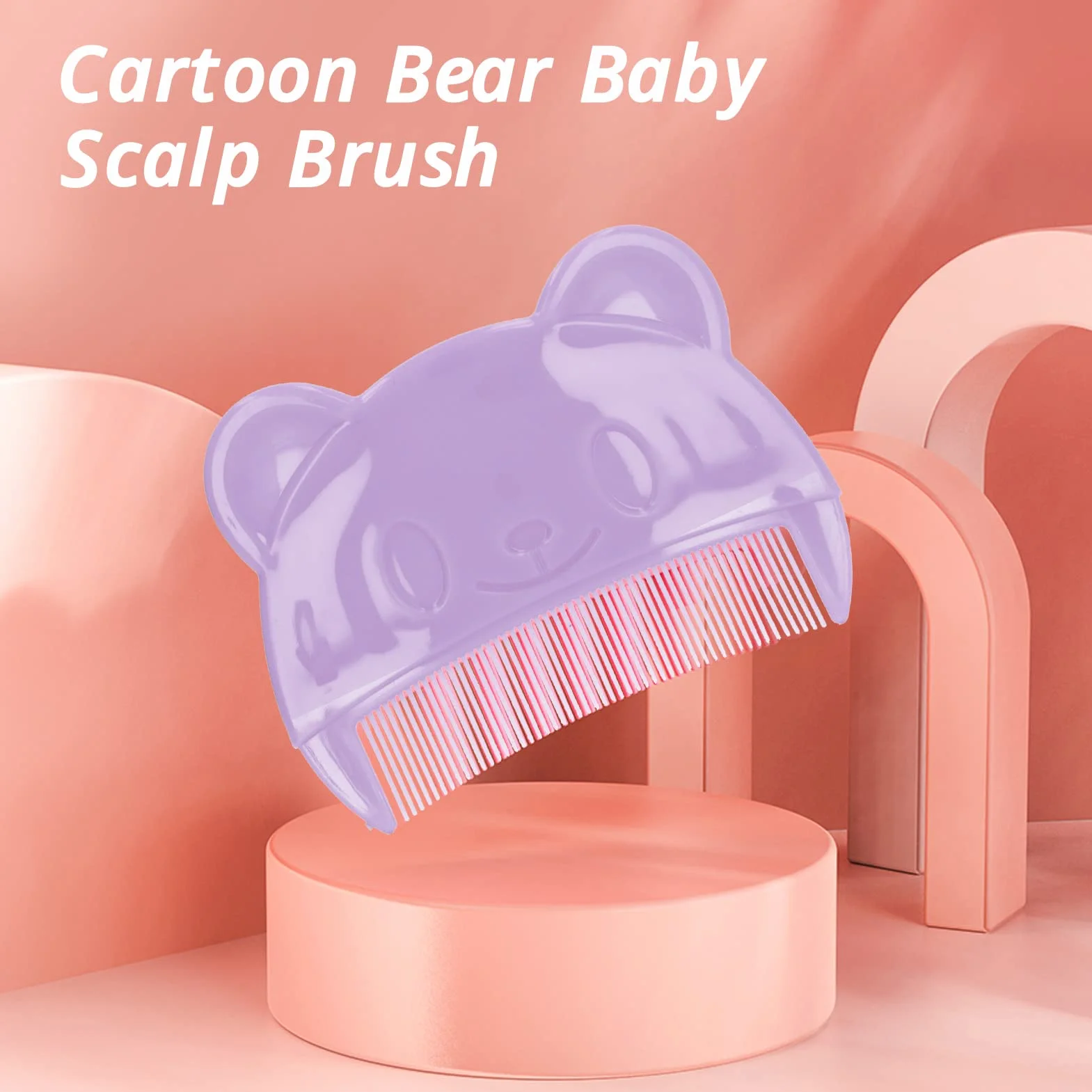 Cradle Cap Brush and Comb, Baby Bath Silicone Brush, Miękka Szczotka Sensoryczna Grzebień do Włosów dla Dzieci z Miękkim Silikonowym Włosiem Pomaga Delikatnie Masuj Skórę Głowy(Fioletowy)