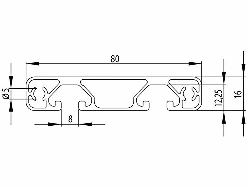 Profil aluminiowy czarny 80x16E typ I 8 (ultralekki). Profil aluminiowy 80x16 profil aluminiowy 80x16 profil aluminiowy 80x16 monta? - profil systemowy 270 mm