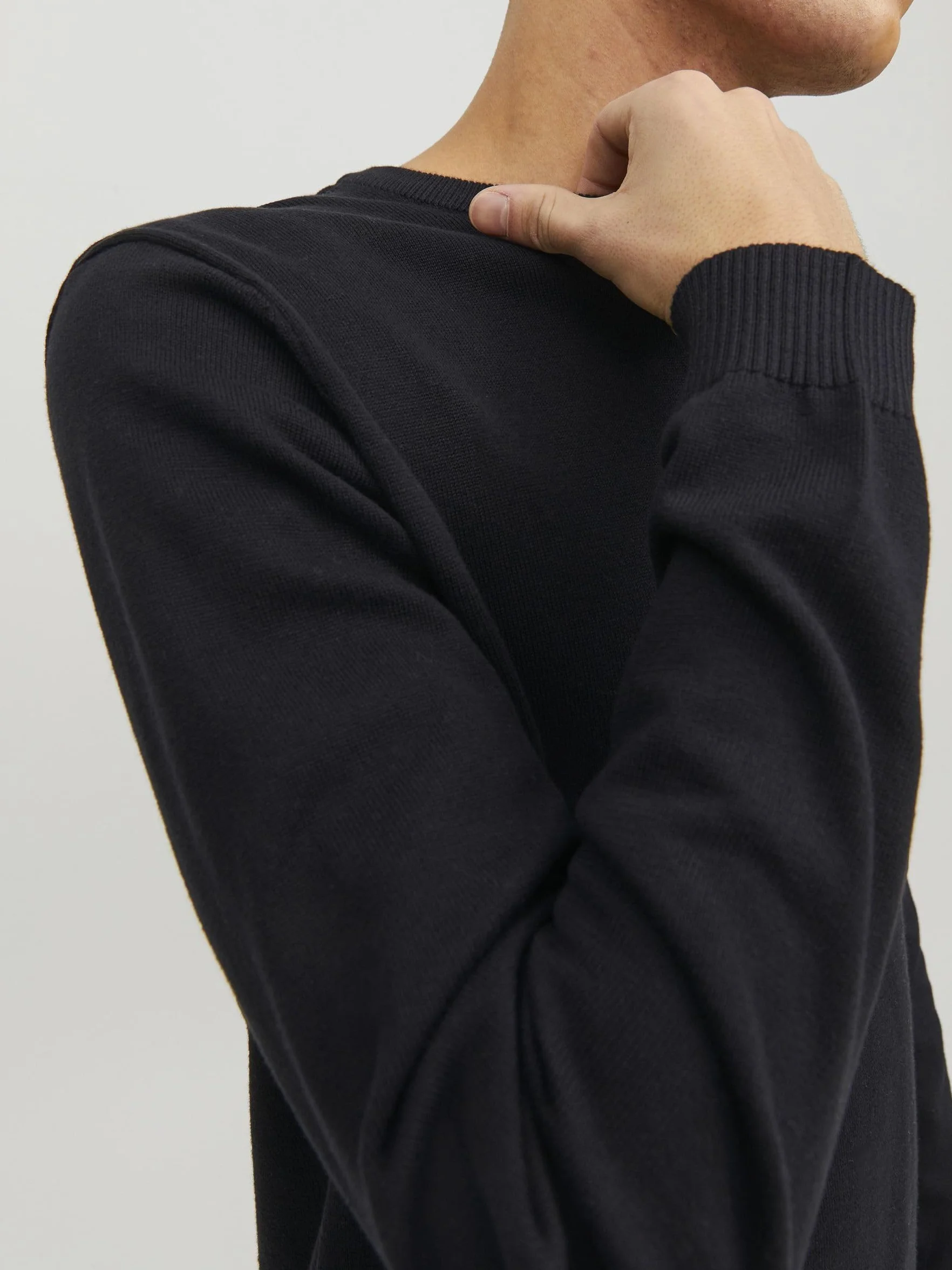 JACK & JONES Jjebasic Knit Crew Neck Sweter Mężczyźni Czarny XXL