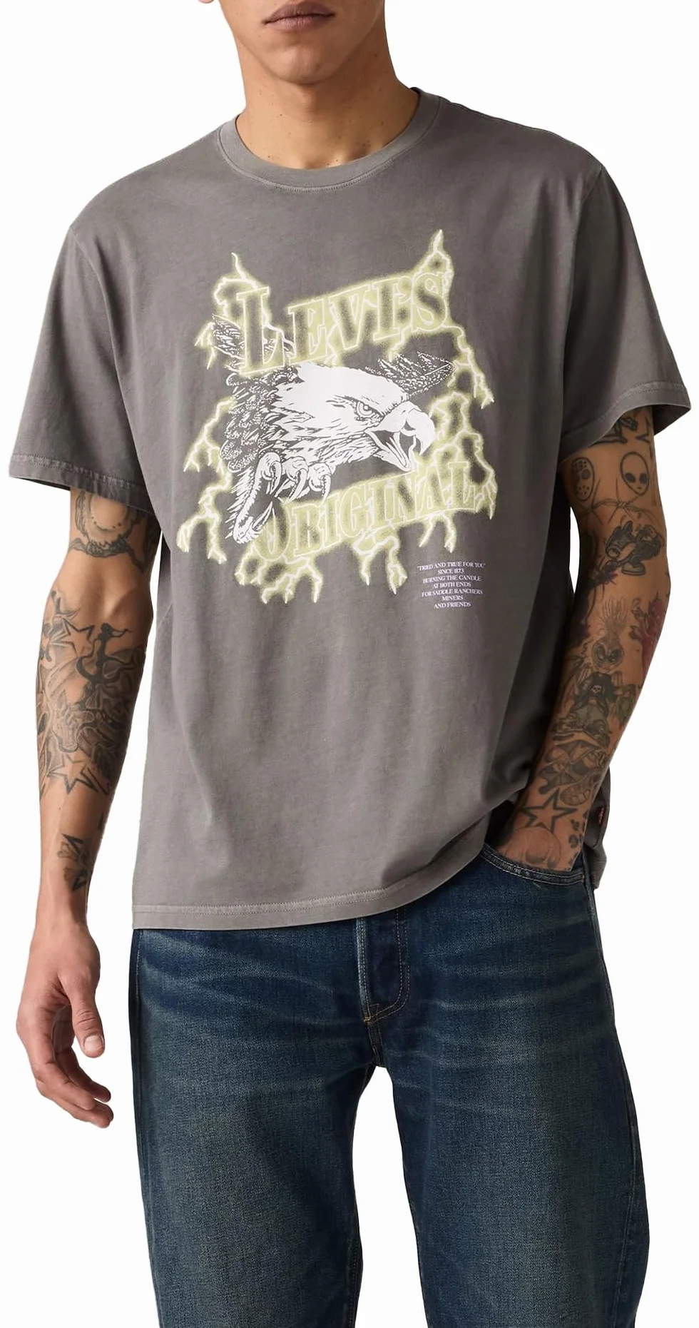 Levi's Ss Relaxed Fit Tee Lightning Eagle Smoke, Lightning Eagle Smok, L