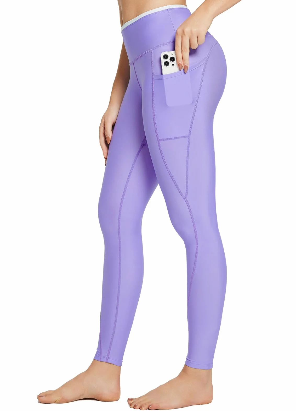 BALEAF Damskie Legginsy do Pływania z Kieszeniami UPF 50+