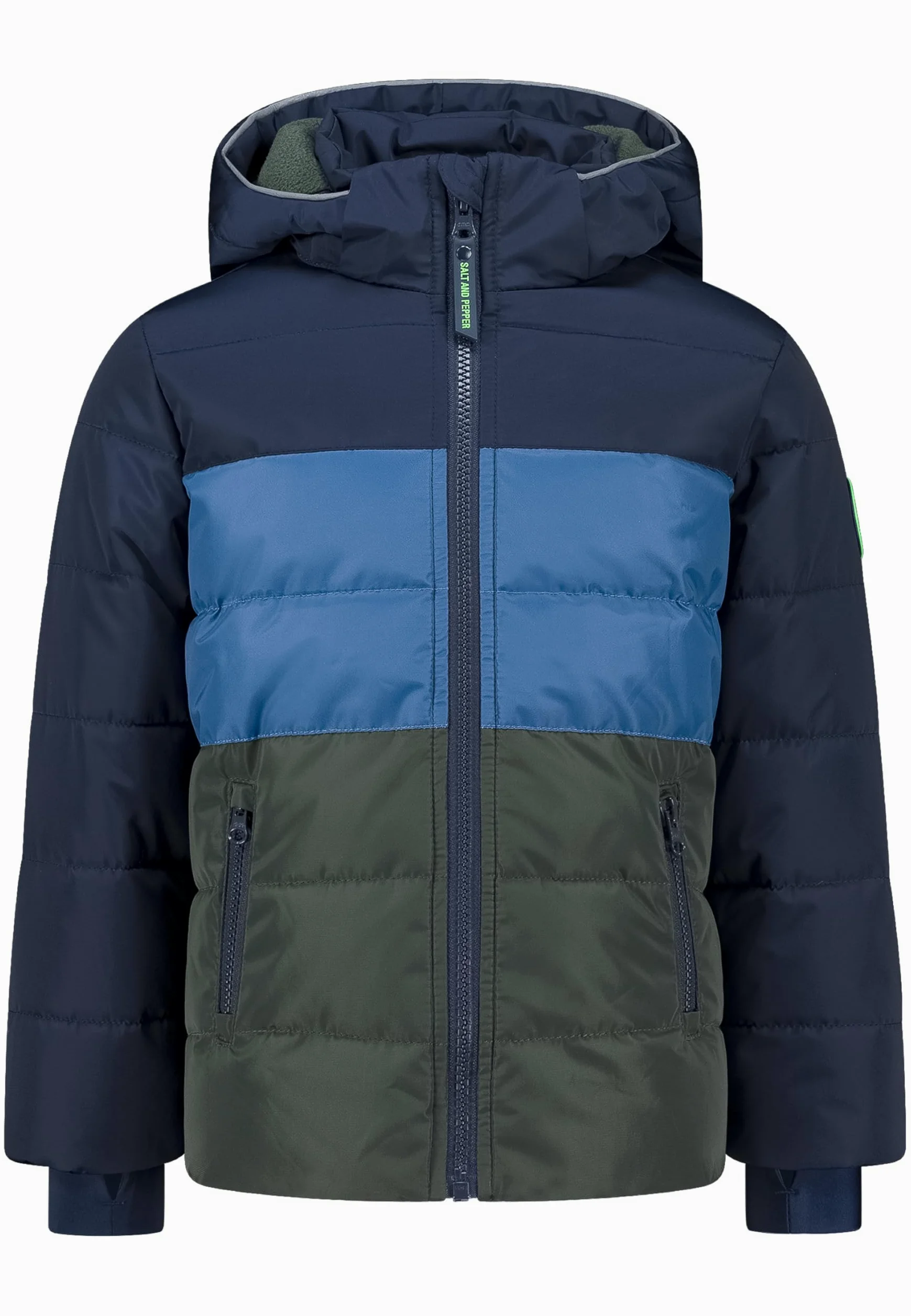 Chłopięca kurtka zimowa ciepła watowana w stylu Colorblocking, Granatowy (True Navy), Rozmiar uniwersalny