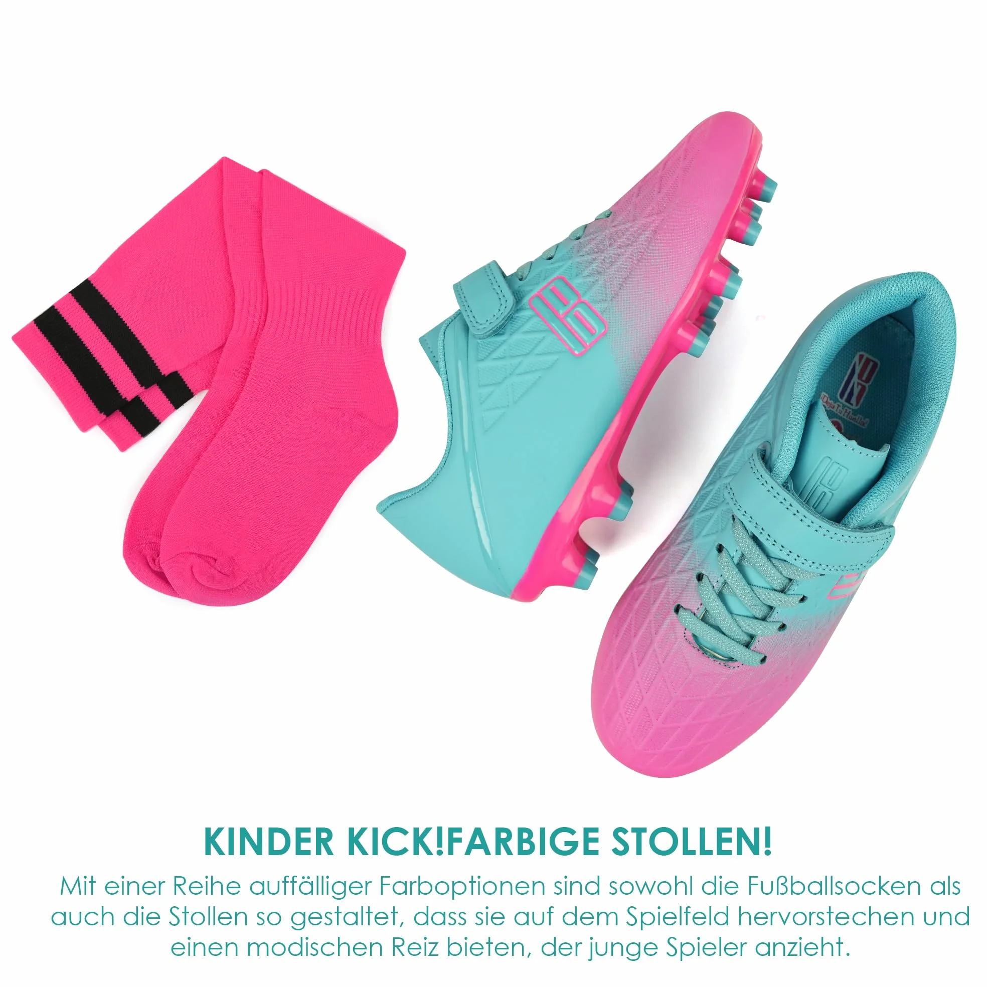 JABASIC Buty piłkarskie dla dzieci Firm Ground Football buty dla chłopców i dziewczynek, buty piłkarskie ze skarpetkami