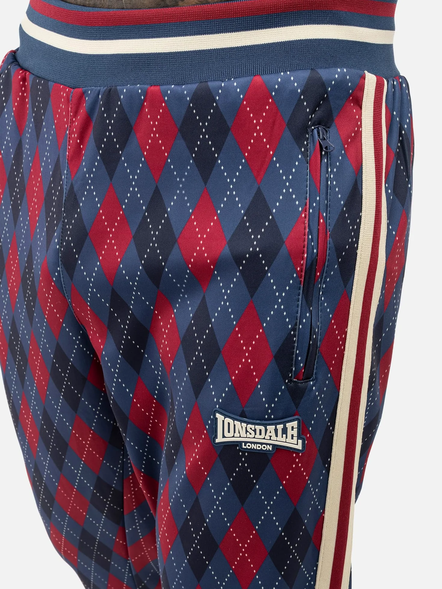 Lonsdale M?ski dres treningowy w?ski krój Redford, granatowy/czerwony/ecru, XXL, 117636, granatowy/czerwony/ecru, XXL
