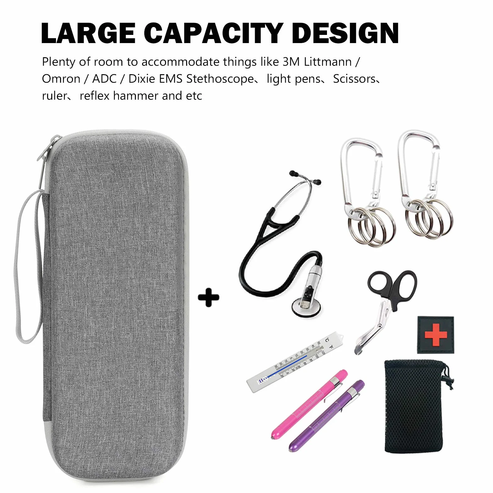 ProCase Futerał na stetoskop Littmann Cassic/ADC/Dixie EMS Stetoskop, torba lekarska na karetkę ratunkową, akcesoria dla studentów medycyny -szary