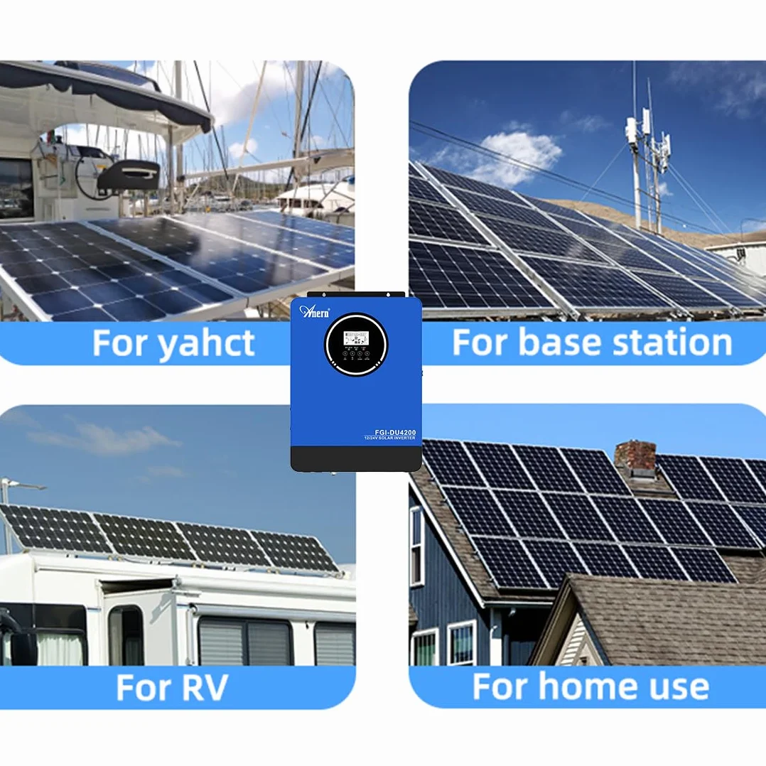 Anern Solarny Hybrydowy Falownik 2kw 4kw DC 12v/24v Do AC 220v/230v, PodwóJne NapięCie, Off-Grid Falownik Sinusoidalny Z łAdowarką SłOneczną 100 A Mppt,PV55V-500VDC, Komunikacja Bms Z Baterią