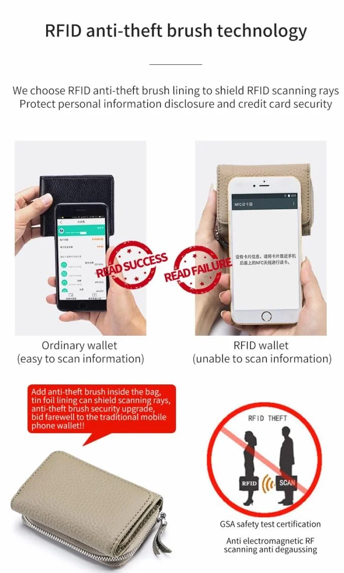 ZhaoCo Mały portfel damski z kieszenią na monety i ochroną RFID, prawdziwa skóra, mini portmonetka, etui na karty kredytowe dla kobiet i dziewcząt, czarny, 10*7.5*4cm, Klasyczny