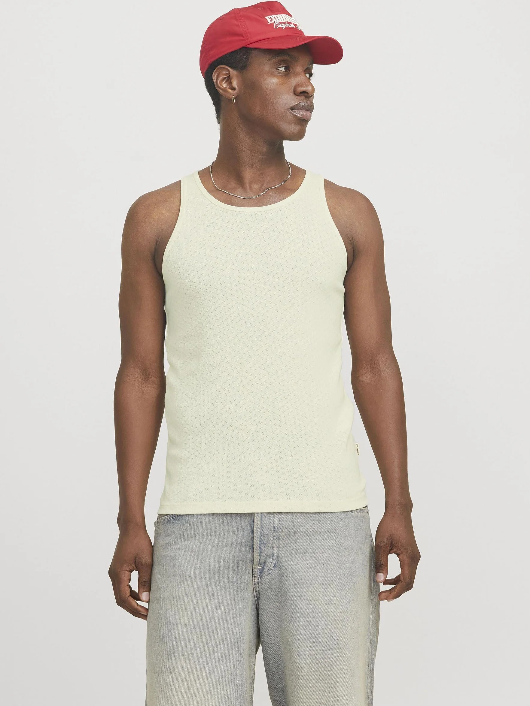 JACK & JONES Jorhydra Pointelle Tank Top męski, Antique White, M