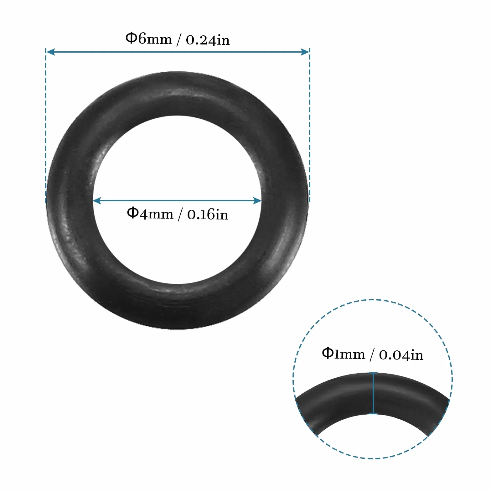 QUARKZMAN 6mm x 4mm x 1mm Nitryl Guma O-rings x 20 sztuk okrągła uszczelka uszczelka do kranu hydraulicznego naprawa uszczelnienie połączenia [czarny]