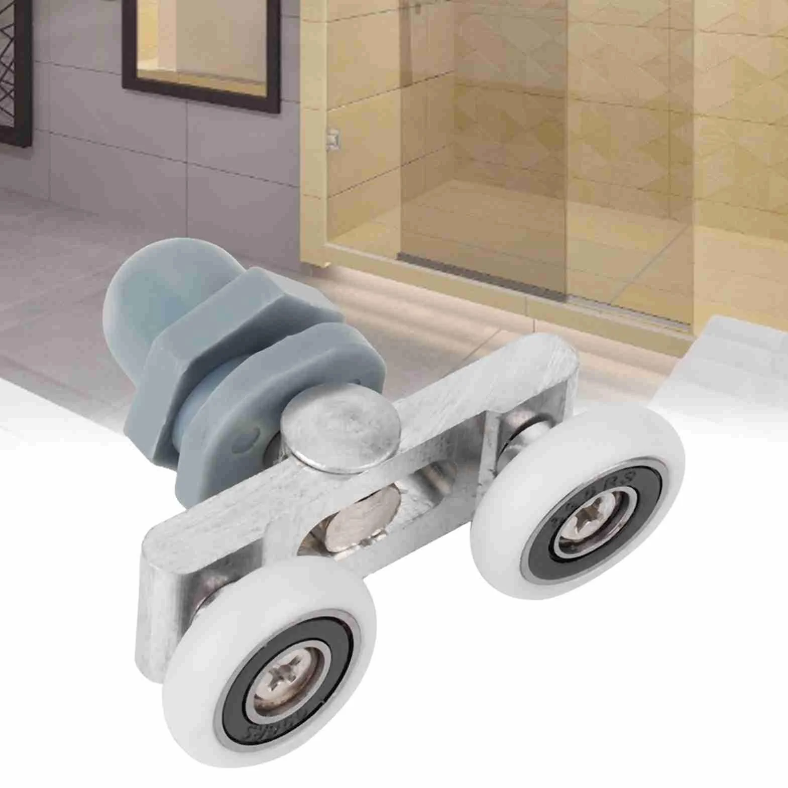 Rolki do Drzwi Przesuwnych Stop Aluminium ABS Ciche Gładkie Kółka ślizgowe Szklanych Drzwi System Mechanizmu Gąsienicowego (25mm)