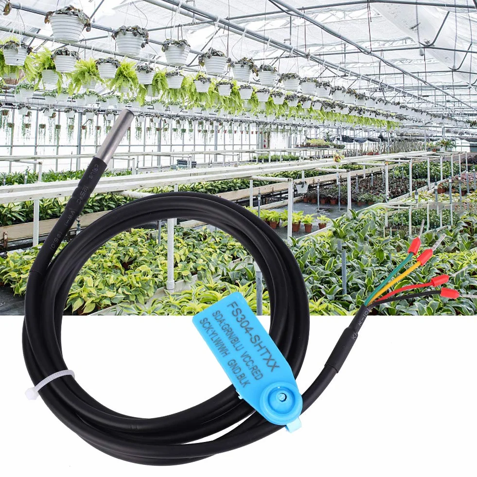 Fafeicy czujnik temperatury i wilgotności, sonda, IP67, wodoszczelna, stal nierdzewna 304, długość przewodu 150 cm, do monitorowania pomieszczeń komputerowych, HVAC, stacji pogodowej ()