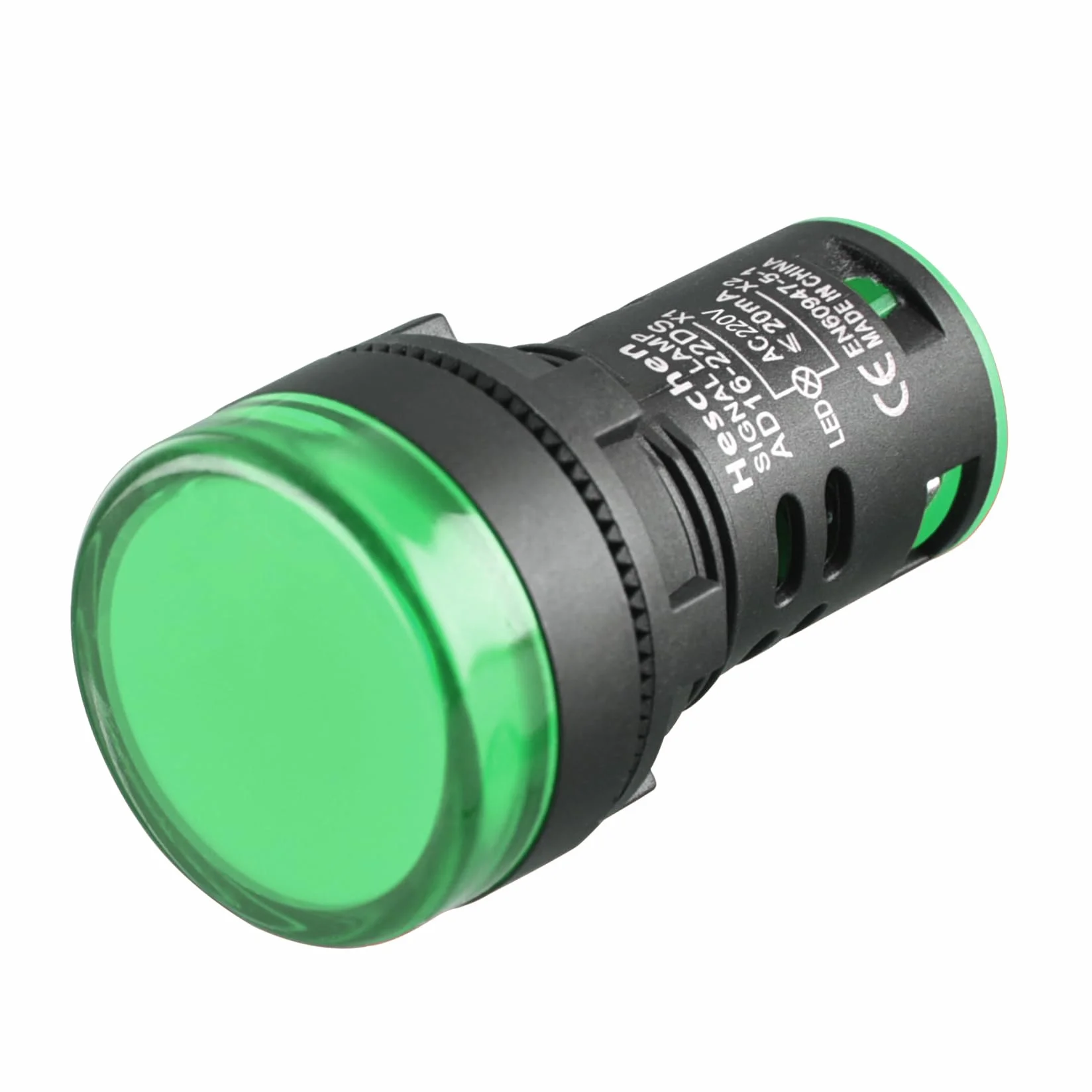 Heschen 22 mm LED wskaźnik świetlny AD16-22D/S 220 V AC 20 mA zielone światło kolor 5 szt.