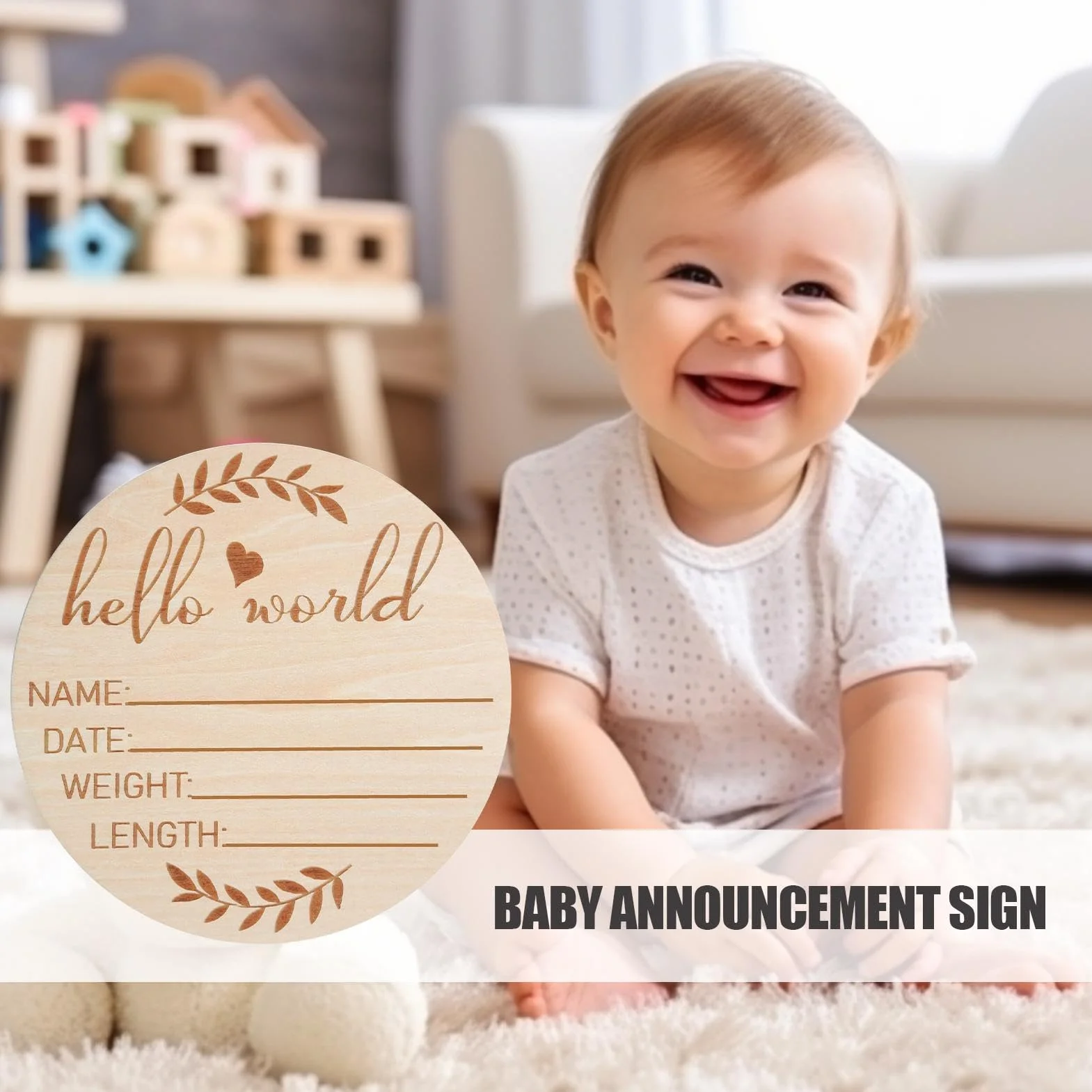 Znak og?oszenia szpitala dzieci?cego - okr?g?y drewniany znak urodzenia dziecka | unikalny znak urodzenia, cenione pami?tki na baby shower