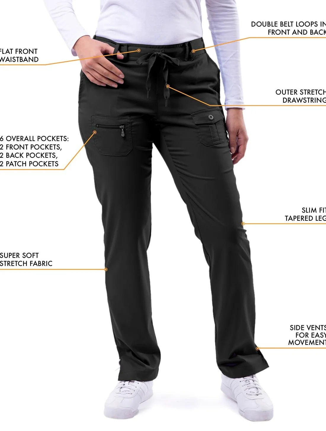 Adar Uniforms Adar Pro Scrubs For Women - Skinny Leg Yoga Scrub Pants - Spodnie operacyjne Kobiety