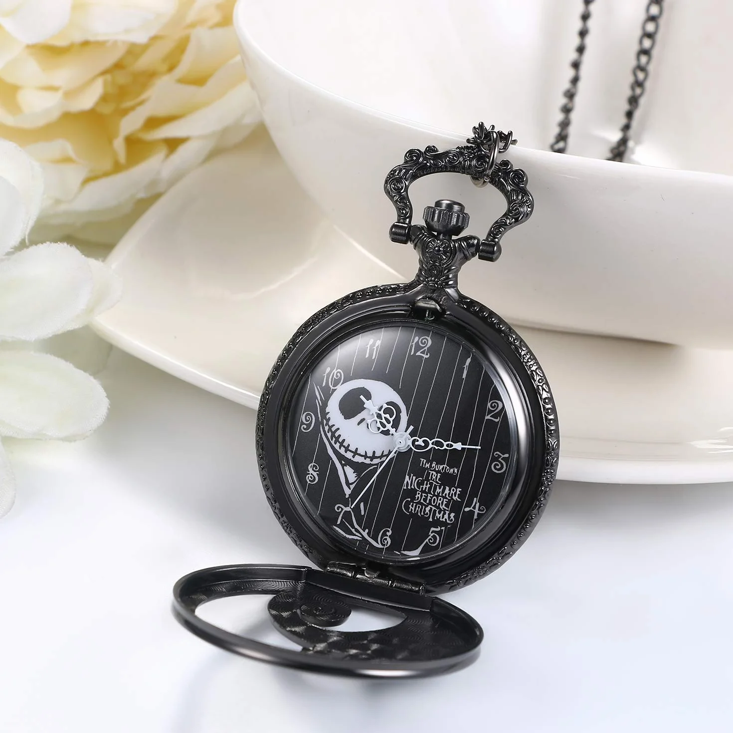 JewelryWe Zegarek kieszonkowy dla pary uroczy duch para numery zegarek kieszonkowy ze stopu dla mężczyzn kobiet