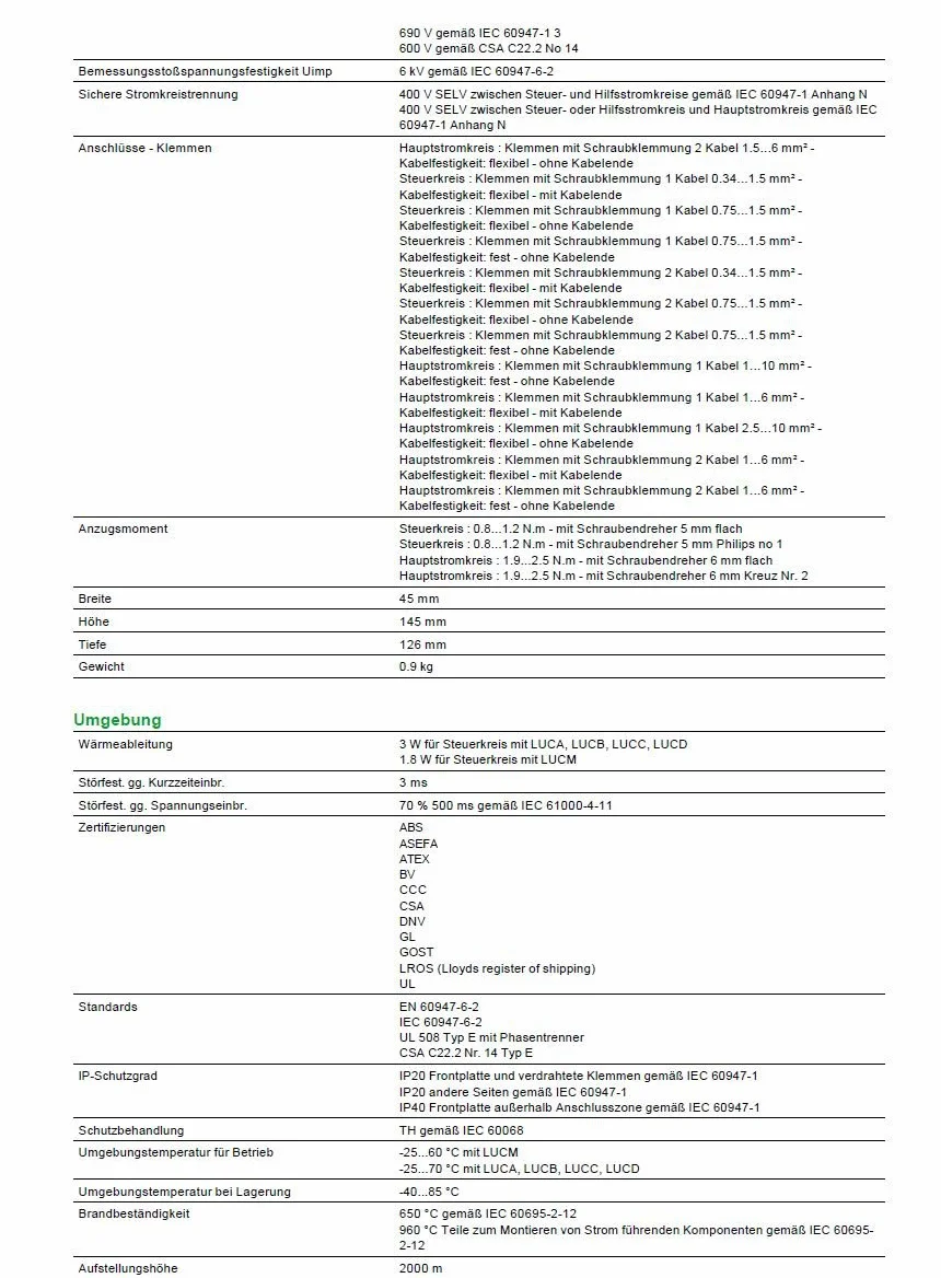 Schneider Electric LUB32 bez podłoża, bieguny 3P, 1°F + 10 Skład AUX Kontakt, 230–690 VAC, 32 A