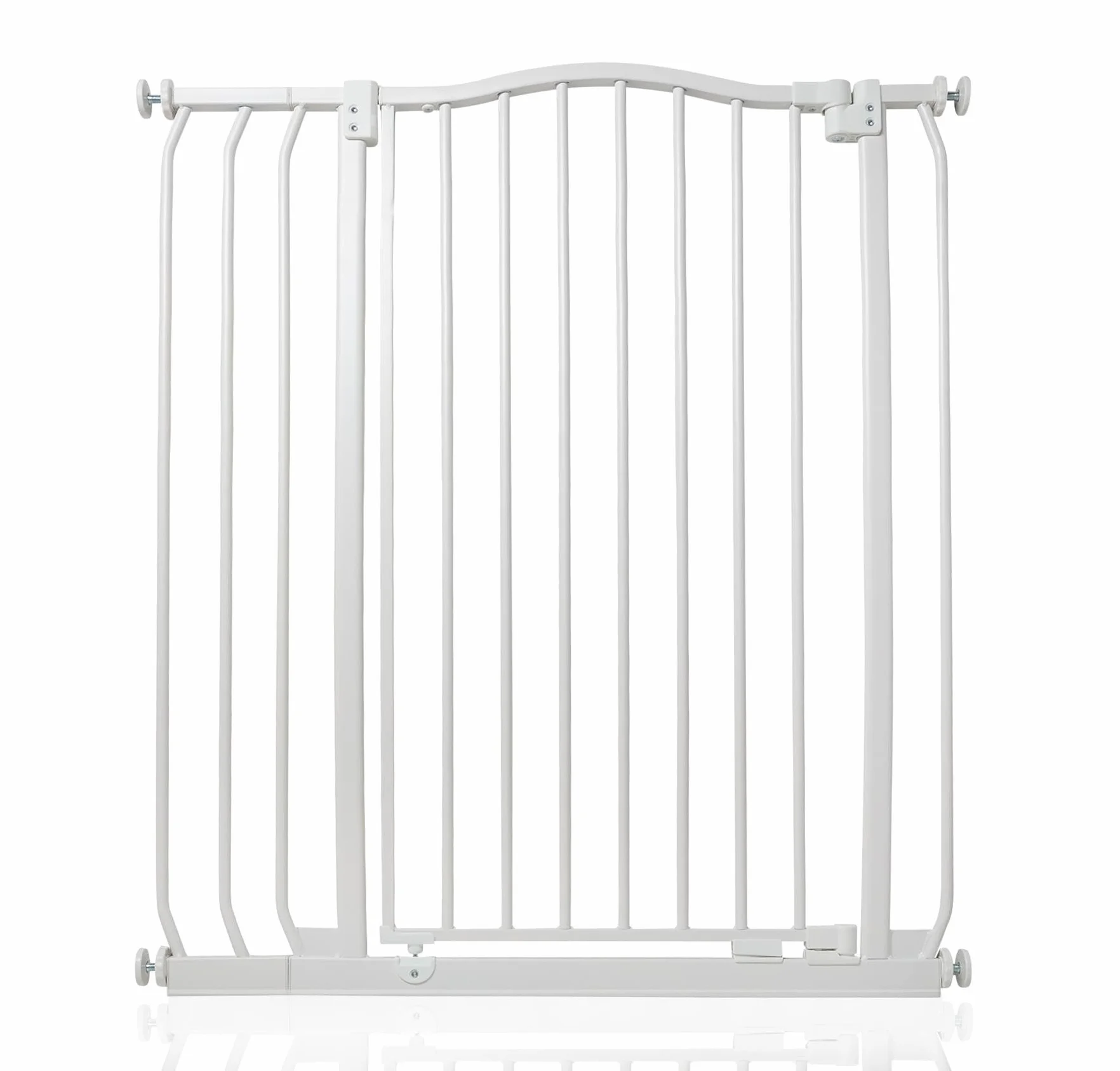 Bramka dla psa Bettacare Extra Tall Curved Top, 80cm - 89cm, Matowy Bialy, Dodatkowo Wysoka 100cm, Bramka Naciskowa dla Psa i Szczeniecia, Bariera Dla Zwierzat Domowych, Latwa Instalacja