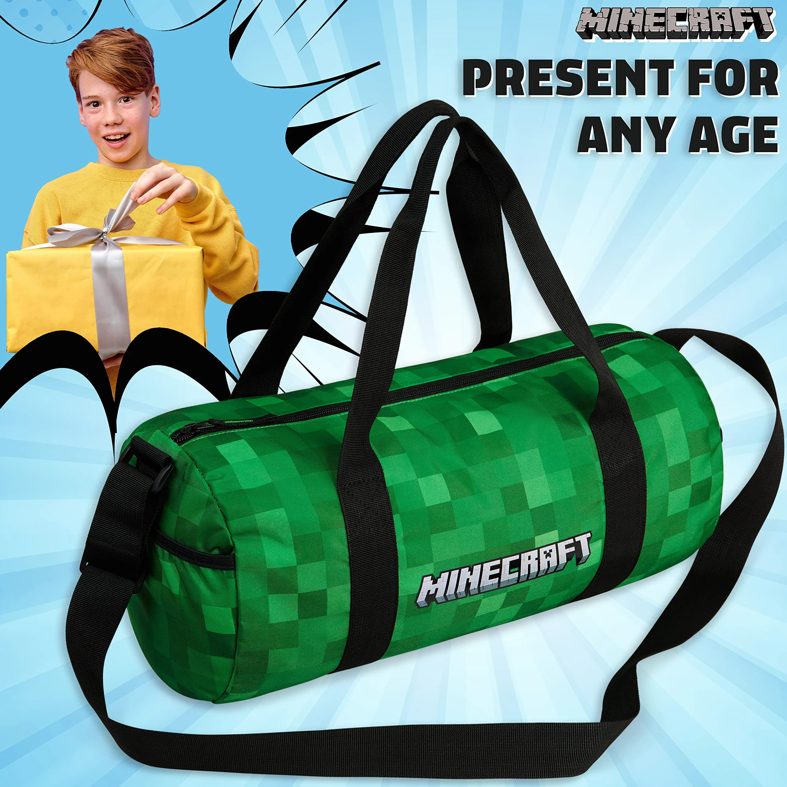 Minecraft Torba sportowa dla dzieci podróżna zielona 41x18x19cm