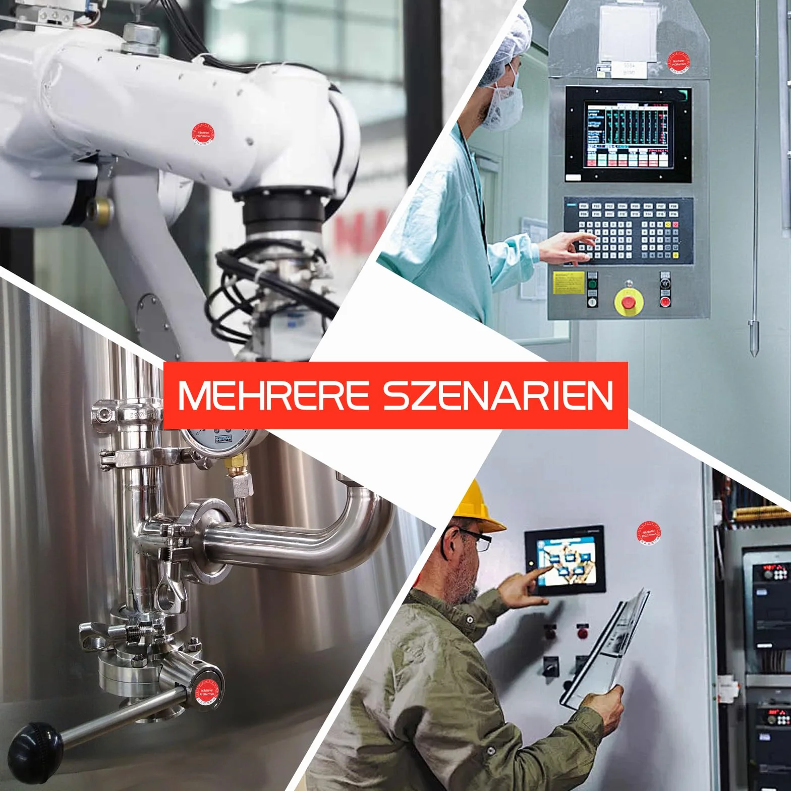 1000 sztuk plakietek kontrolnych 30 mm z otworem 3 mm, czerwone plakietki kontrolne na następny termin kontroli, wieloletnie plakietki kontrolne 2025-2030, samoprzylepne, pojedynczy dziurkacz, pieczęć
