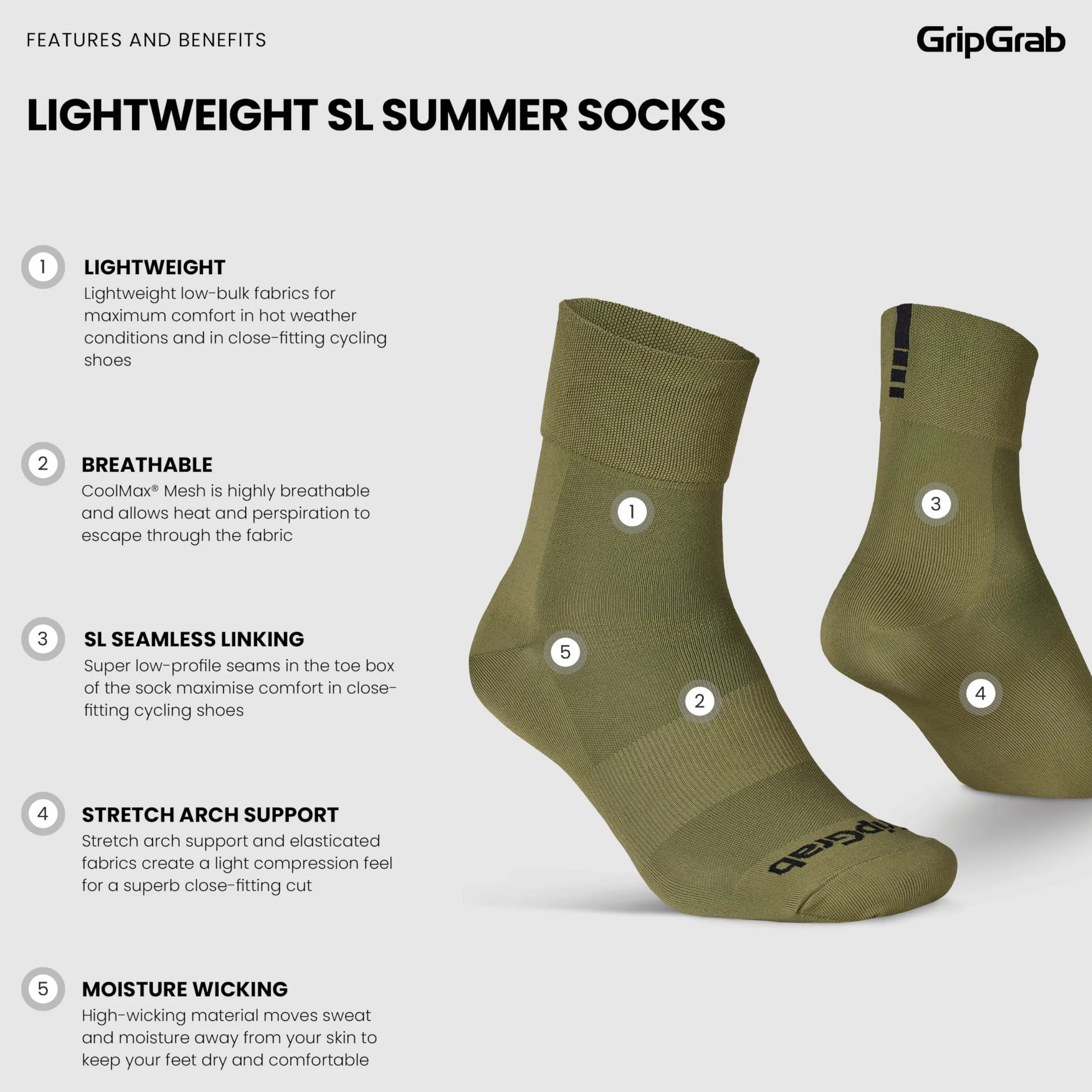 GripGrab skarpety rowerowe Lightweight Sl Regular Cut Sommer Socken 1 w zestawie