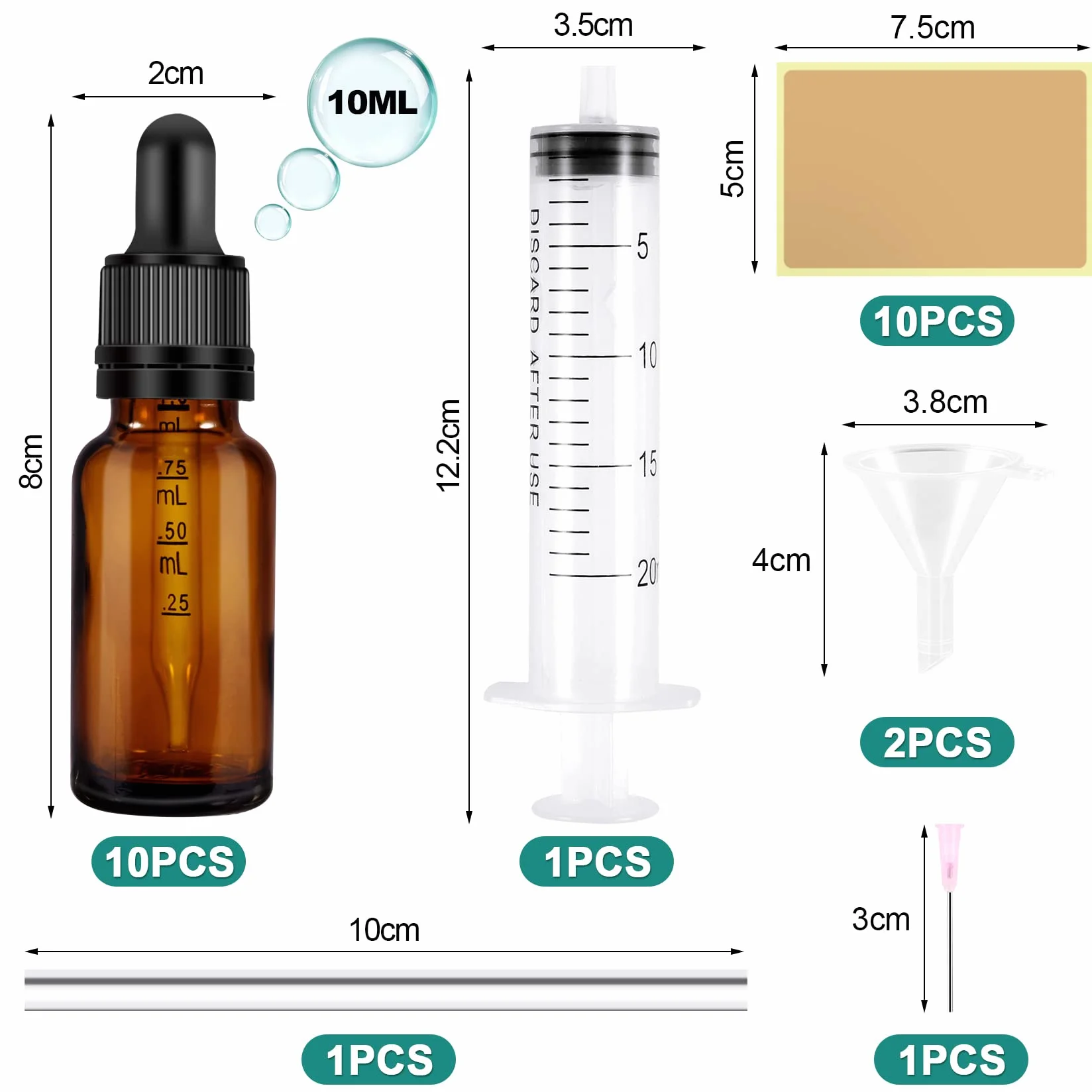 Butelka z pipetą 10 ml szklana brązowa 10 szt.