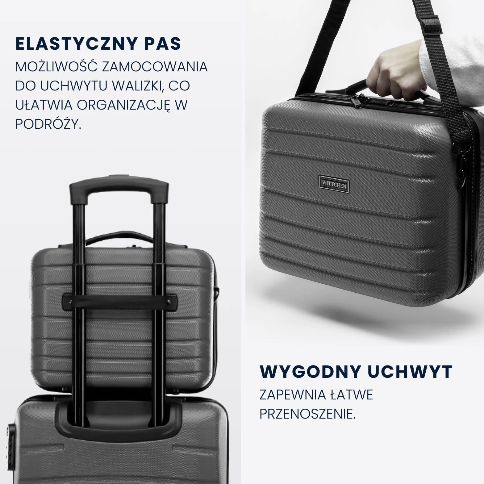 WITTCHEN GLOBE Line Kosmetyczka podróżna Torba na kosmetyki Etui Twarda kosmetyczka ABS Elastyczny pas Pasek na ramię Szampański