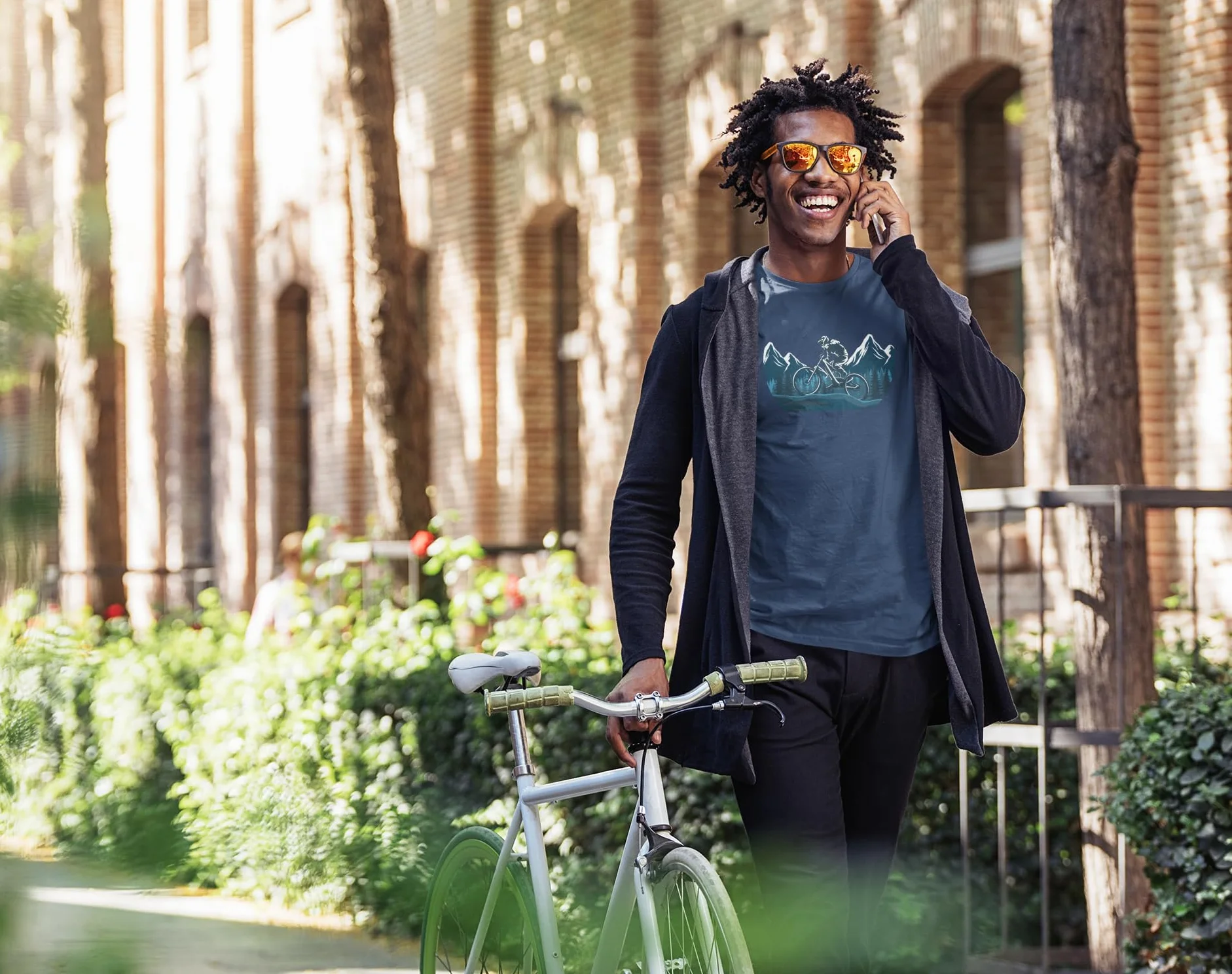 Koszulka rowerowa dla mężczyzn: Mountain Ride – koszulka sportowa męska — MTB Mountain Bike Shirt