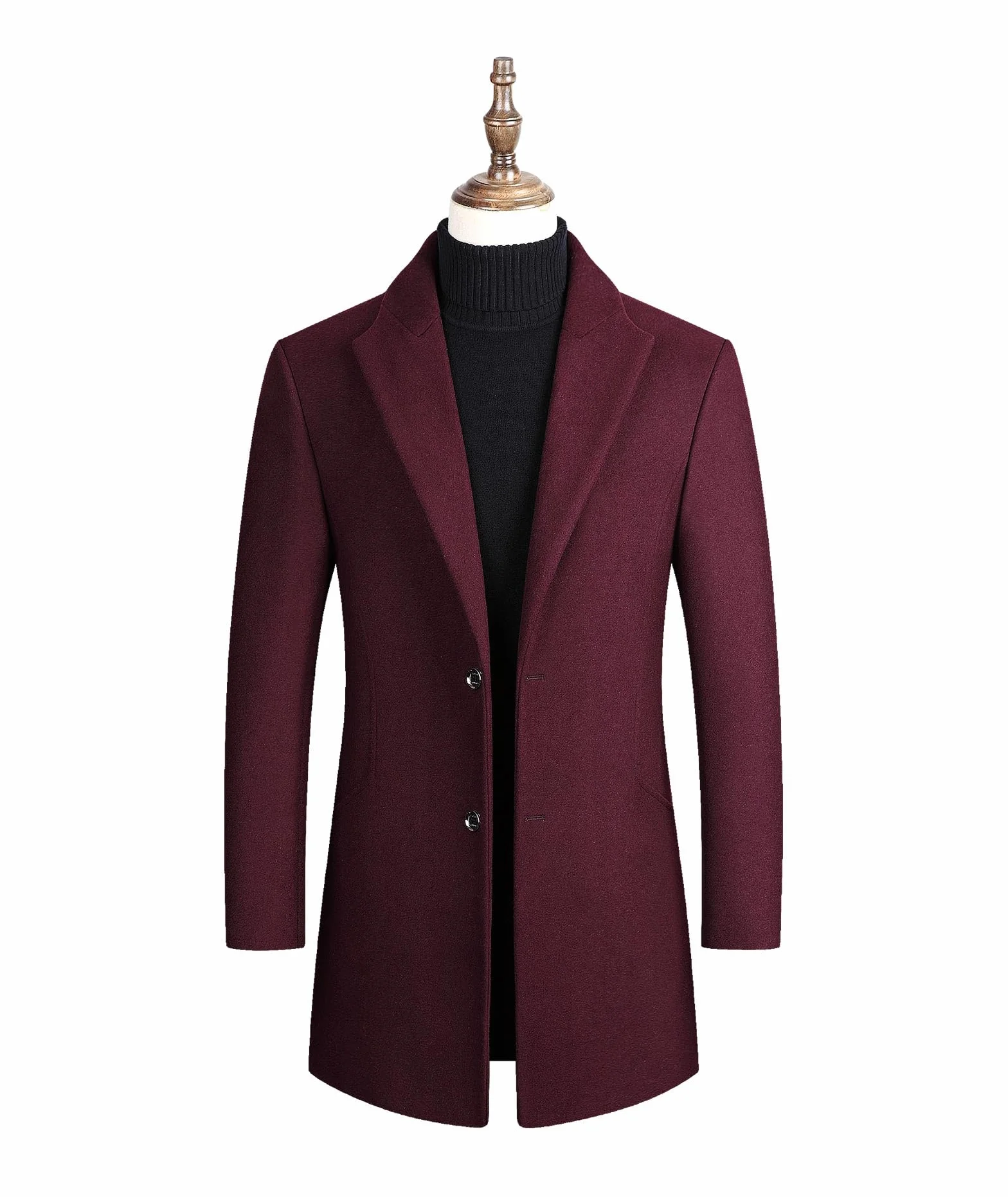 ECDAHICC Płaszcz zimowy, męski, długi płaszcz slim fit, płaszcz męski, zimowy ciepły płaszcz biznesowy, męski płaszcz wełniany