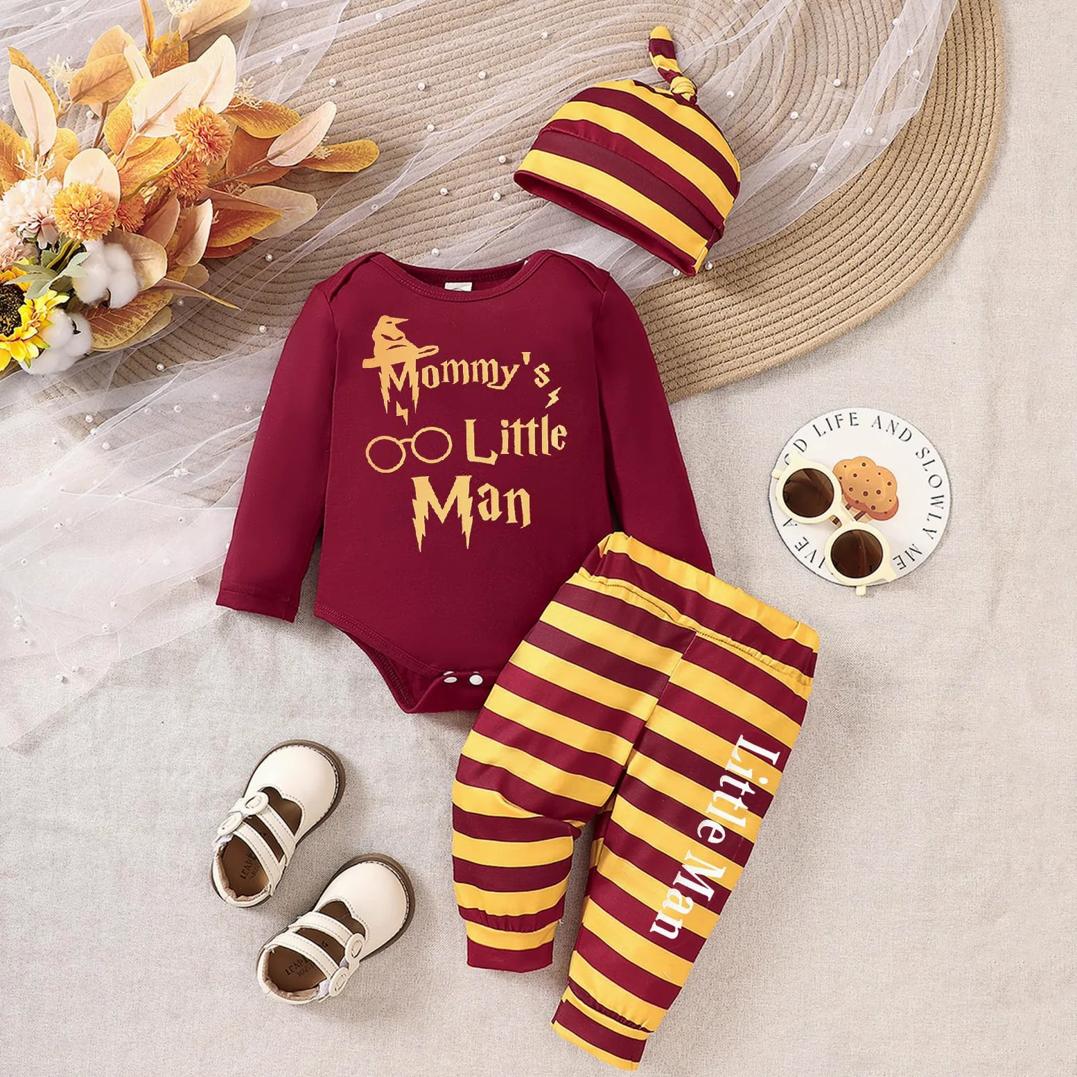 Niemowlę Ubrania Niemowlęta Niemowlę Niemowlę Spersonalizowane Body + Spodnie W Paski + Czapka Ubrania Harry Baby Prezent Dla Noworodka Ubrania Dziecięce Chłopcy