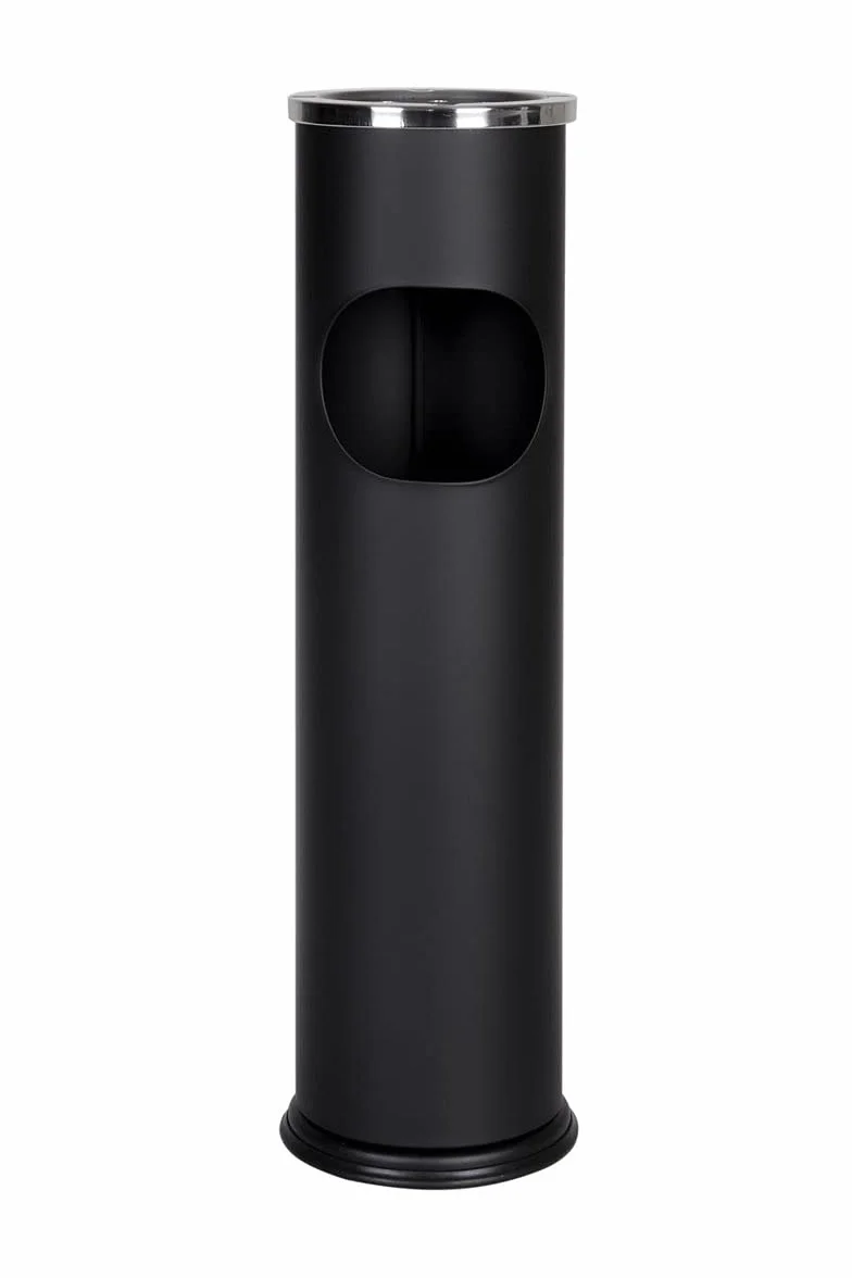 METLEX, Wolnostojąca popielniczka z koszem na śmieci (Black Chrome Steel) MX9158