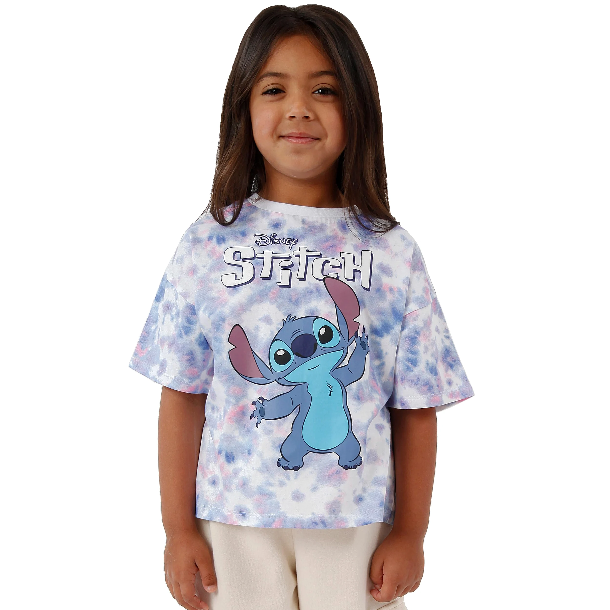 Disney Lilo i Stitch Koszulka | Ubrania w stylu Tie Dye z postacią Stitcha dla dzieci | Oficjalne prezenty Lilo i Stitch dla dziewczynek