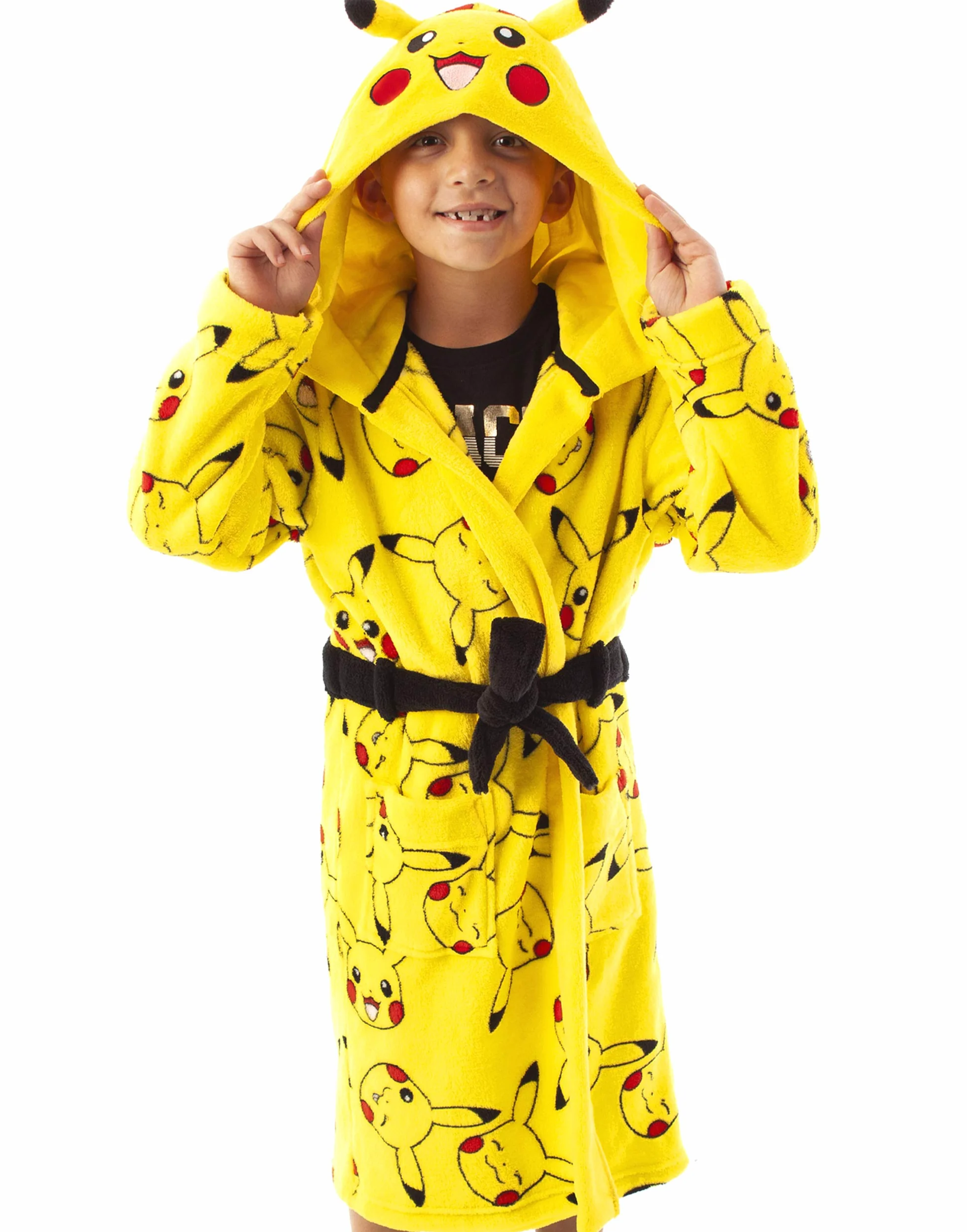 Pokemon Płaszcz kąpielowy Pikachu twarz żółty torba dziecięca szlafrok kąpielowy