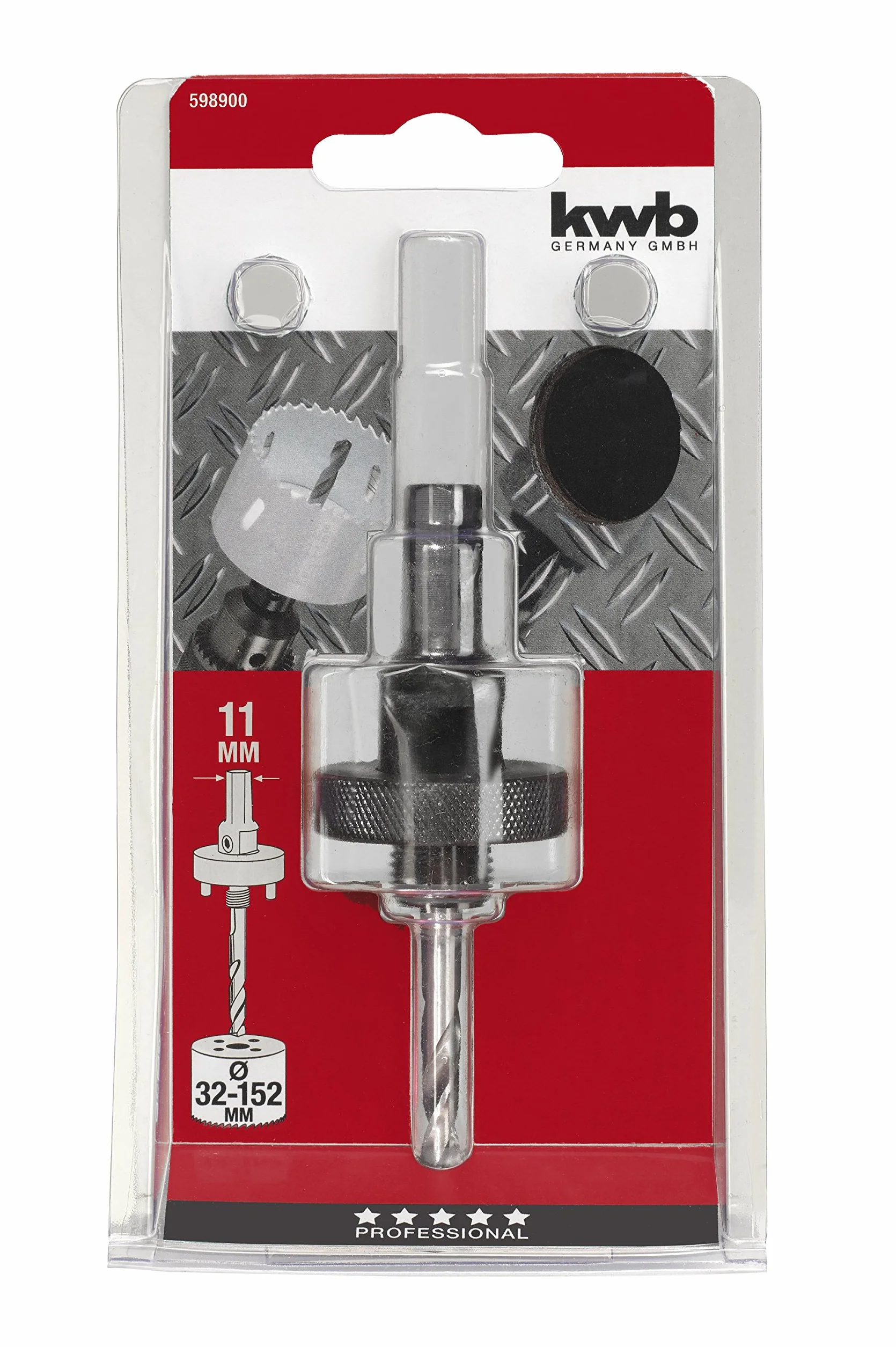 kwb Adapter do otwornic bi-metalowych z gwintem 5/8''-18 UNF 598900 (do otwornic Ø 32-152 mm, chwyt sześciokątny z wiertłem środkowym HSS)