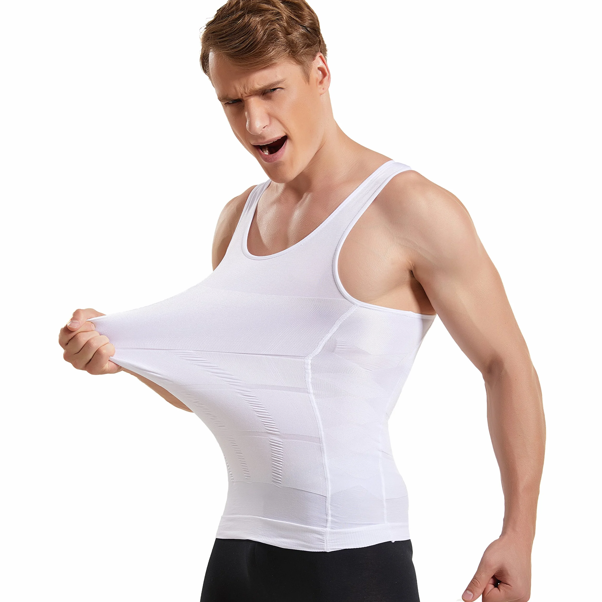 HANERDUN Tank Top Ginekomastia Kompresja Ukrywanie Piersi Bielizna modelująca Moobs Spłaszcza Brzuch